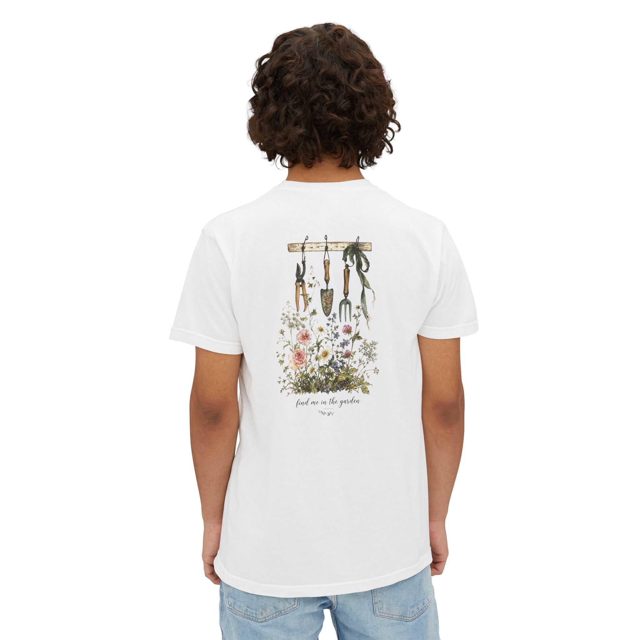 Garden Tools Pocket T-Shirt — Find Me in the Garden Graphic Tee
