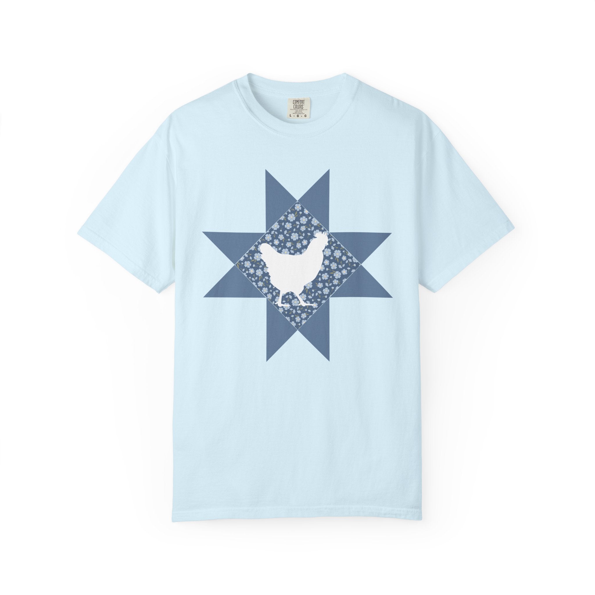 Chicken Quilt Star T‑Shirt — Farmhouse Hen Graphic Tee