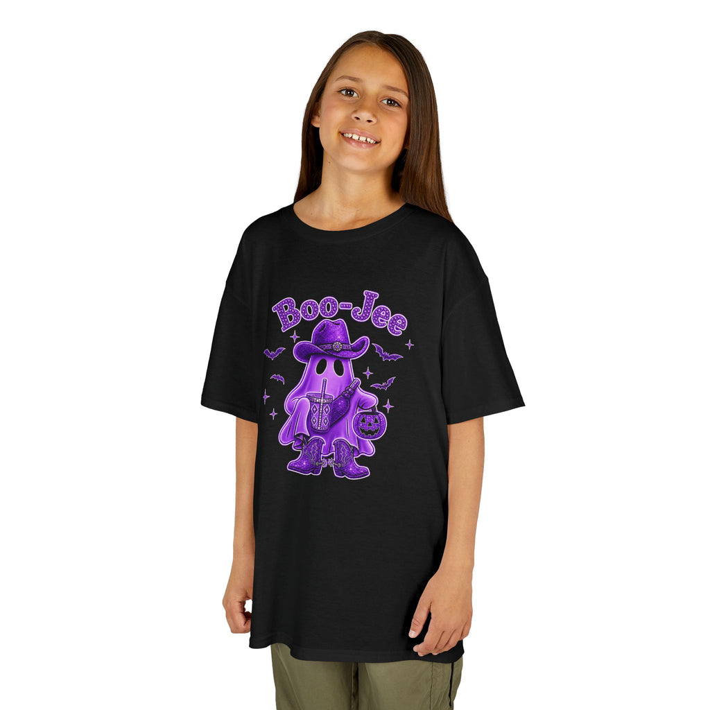 Kids Purple T‑Shirt — "Boo-Jee" Cute Purple Ghost Halloween Tee for Children