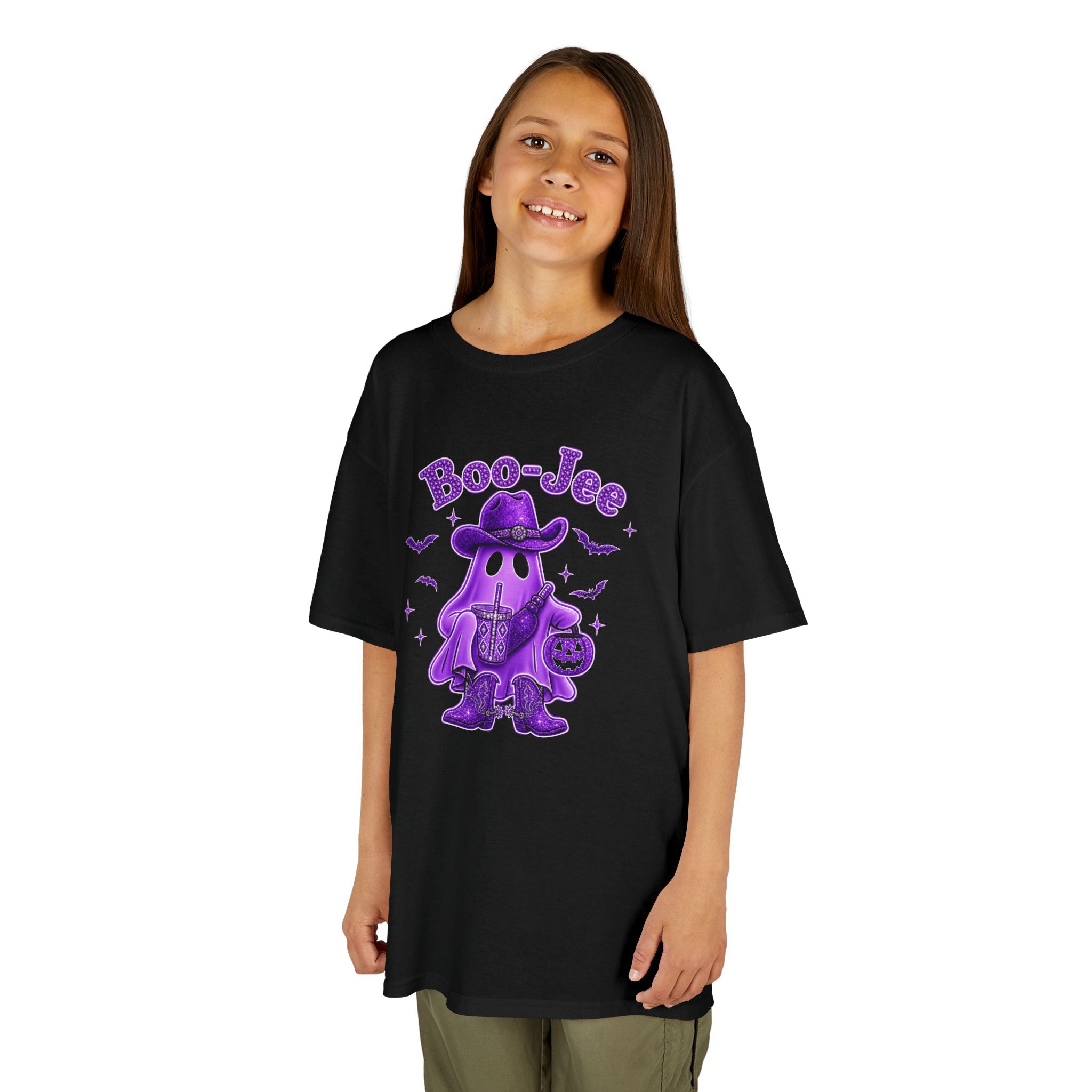 Kids Purple T‑Shirt — "Boo-Jee" Cute Purple Ghost Halloween Tee for Children
