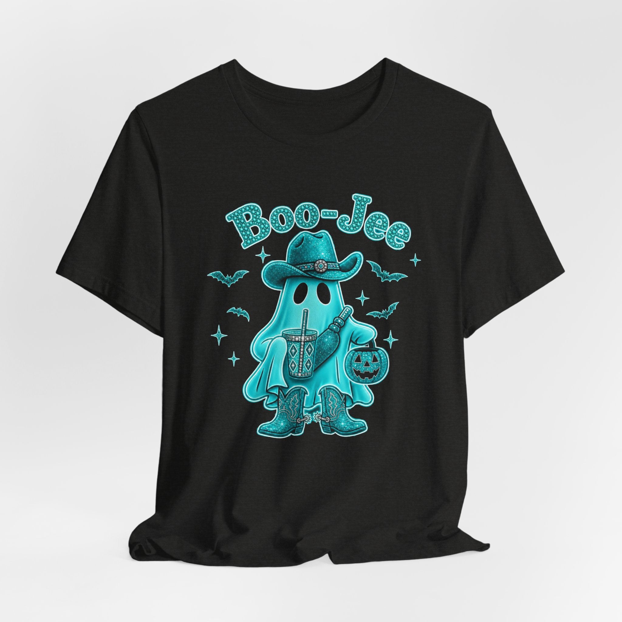 Boo-Jee Turquoise Cowboy Ghost Tee — Cute Halloween Trick-or-Treat T‑Shirt