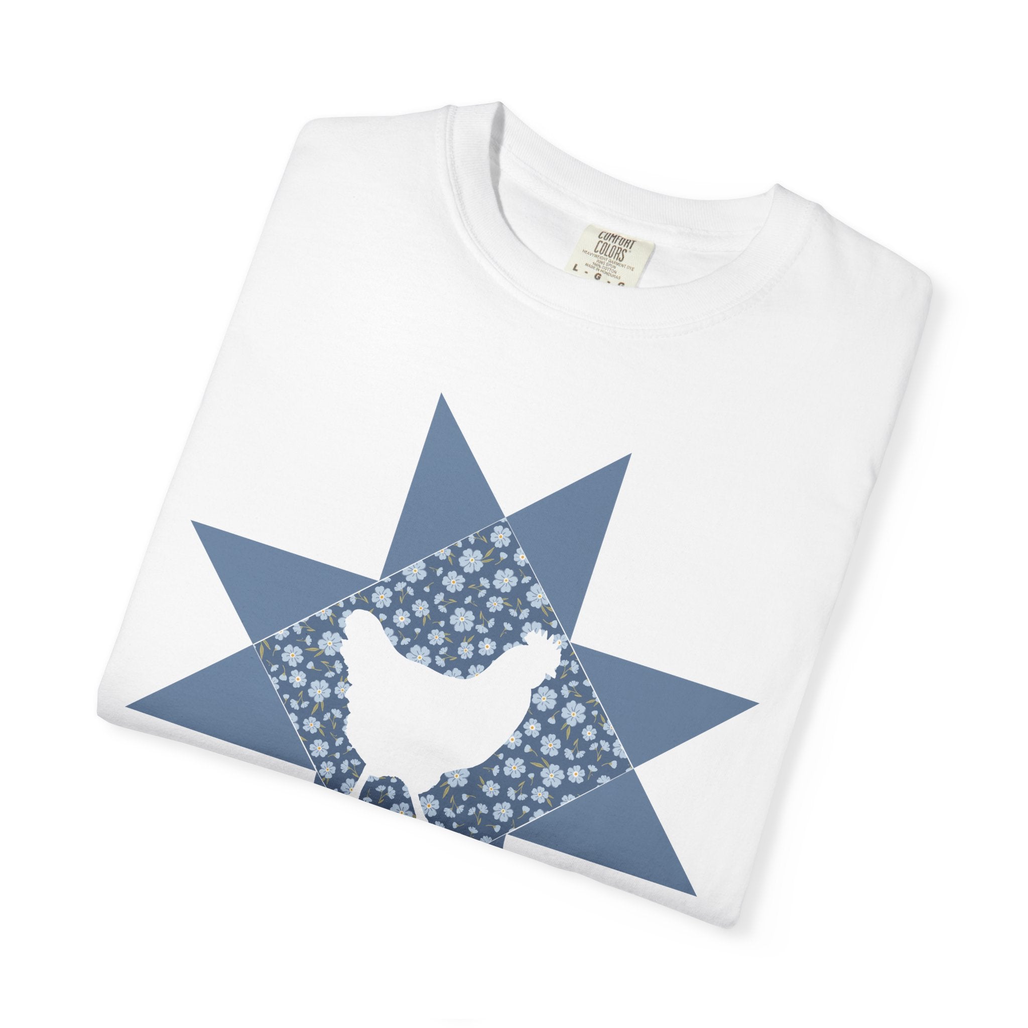 Chicken Quilt Star T‑Shirt — Farmhouse Hen Graphic Tee