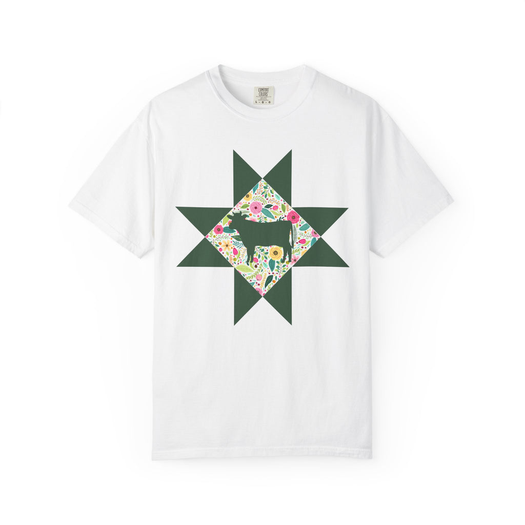 Floral Cow Star T-Shirt
