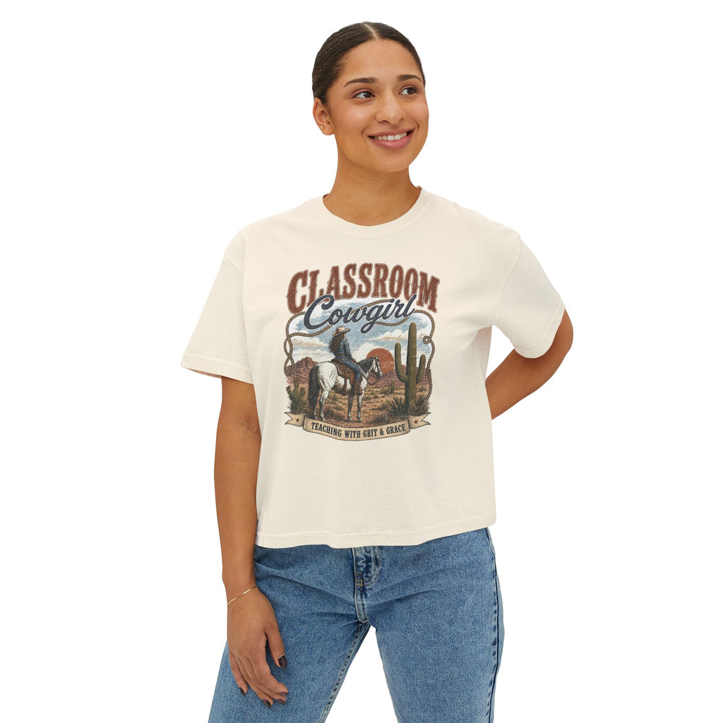 Classroom Cowgirl Tee — 'Teaching With Grit & Grace' Western Teacher Shirt