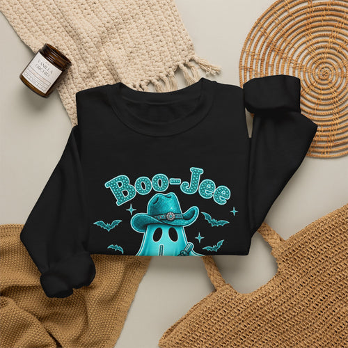 Boo-Jee Turquoise Ghost Cowboy Sweatshirt – Cute Spooky Halloween Crewneck