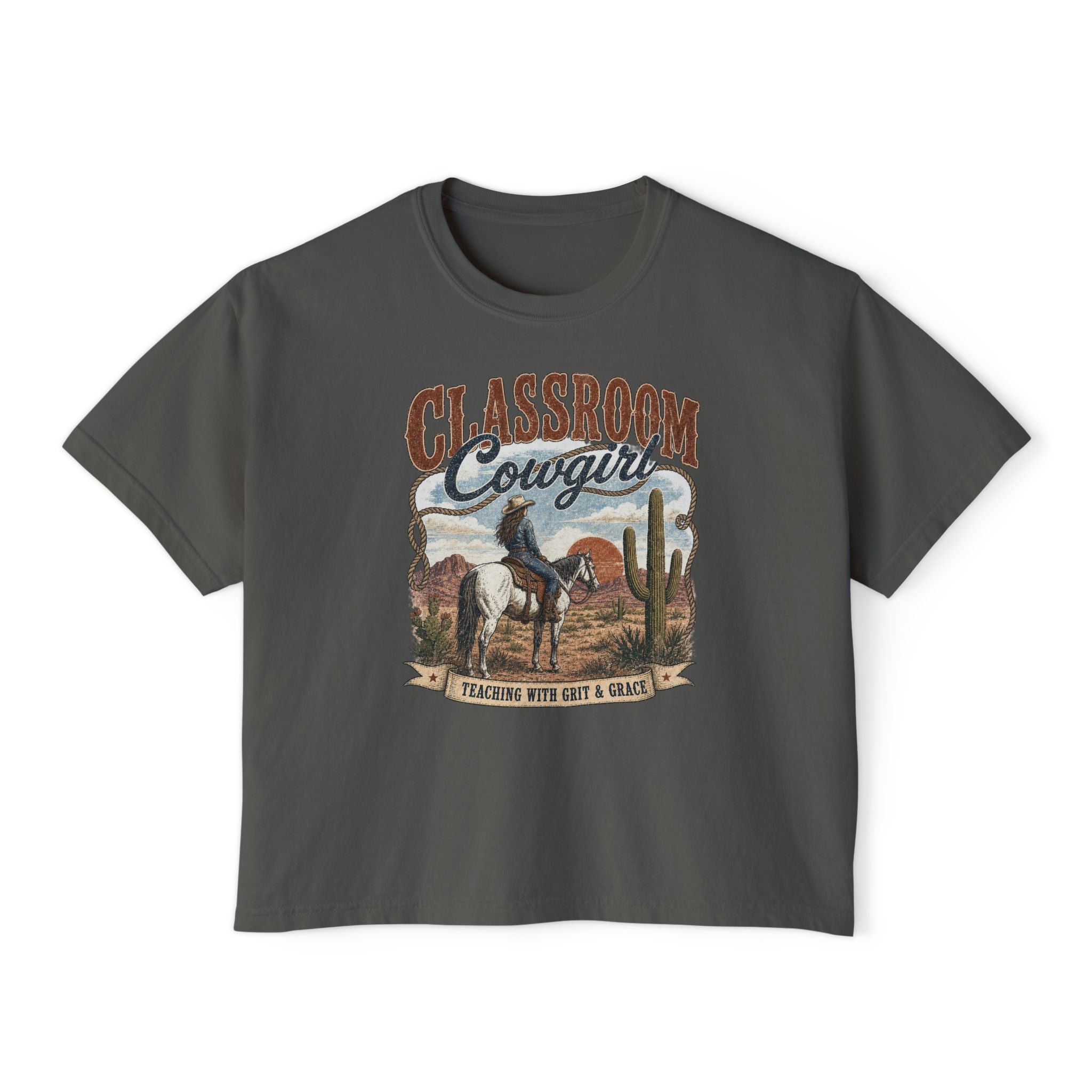 Classroom Cowgirl Tee — 'Teaching With Grit & Grace' Western Teacher Shirt
