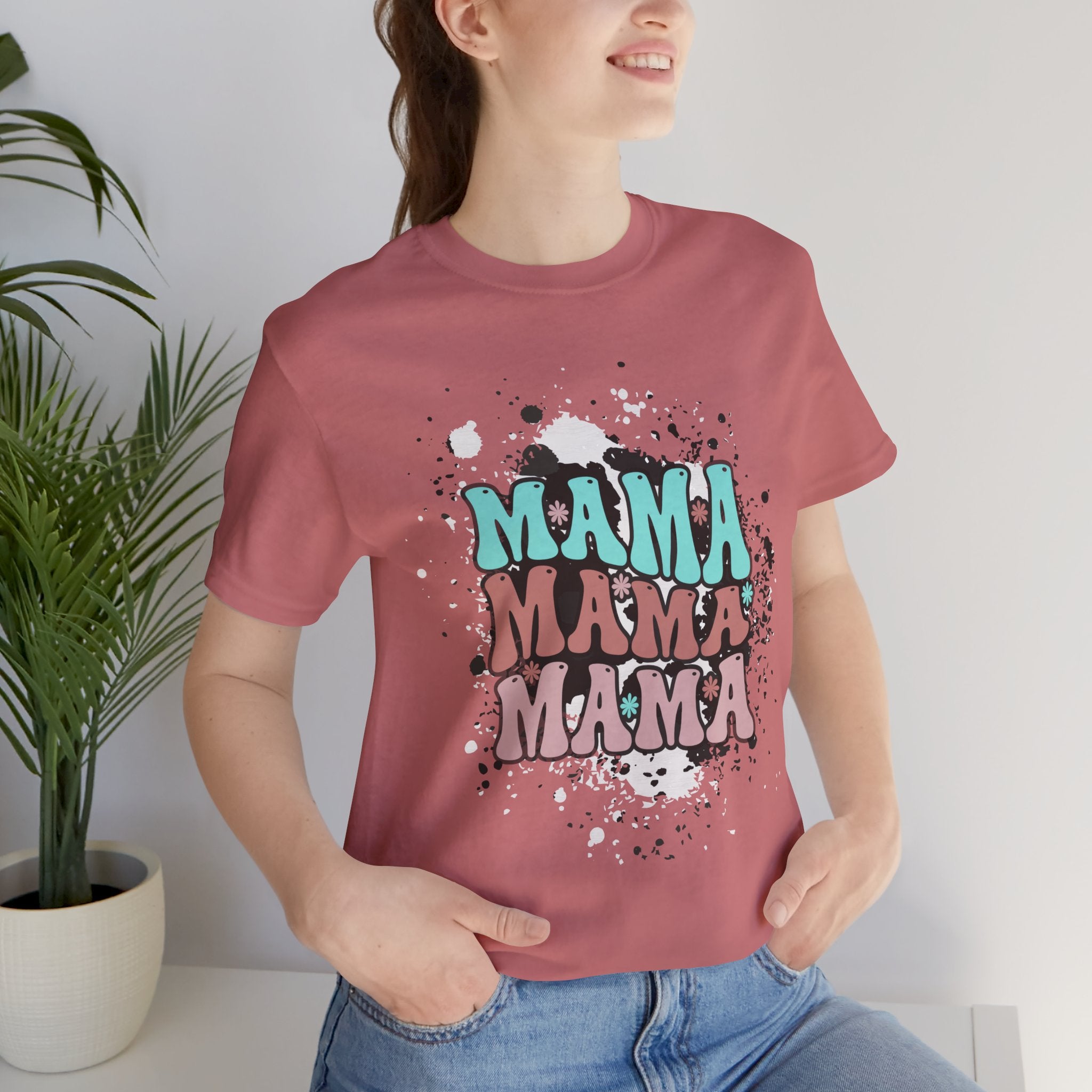 Mama Cowhide Western Retro Stack T-Shirt — Vintage Color Block "MAMA" Graphic