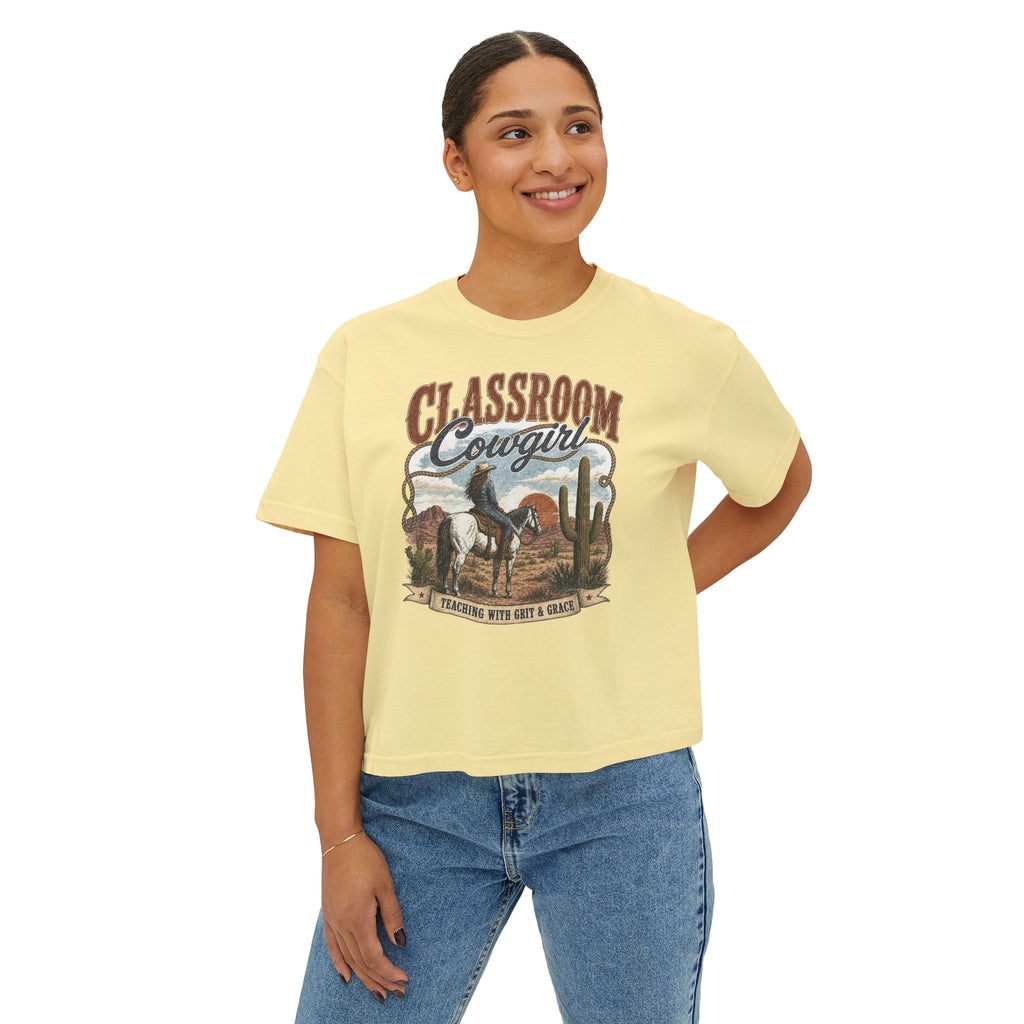 Classroom Cowgirl Tee — 'Teaching With Grit & Grace' Western Teacher Shirt