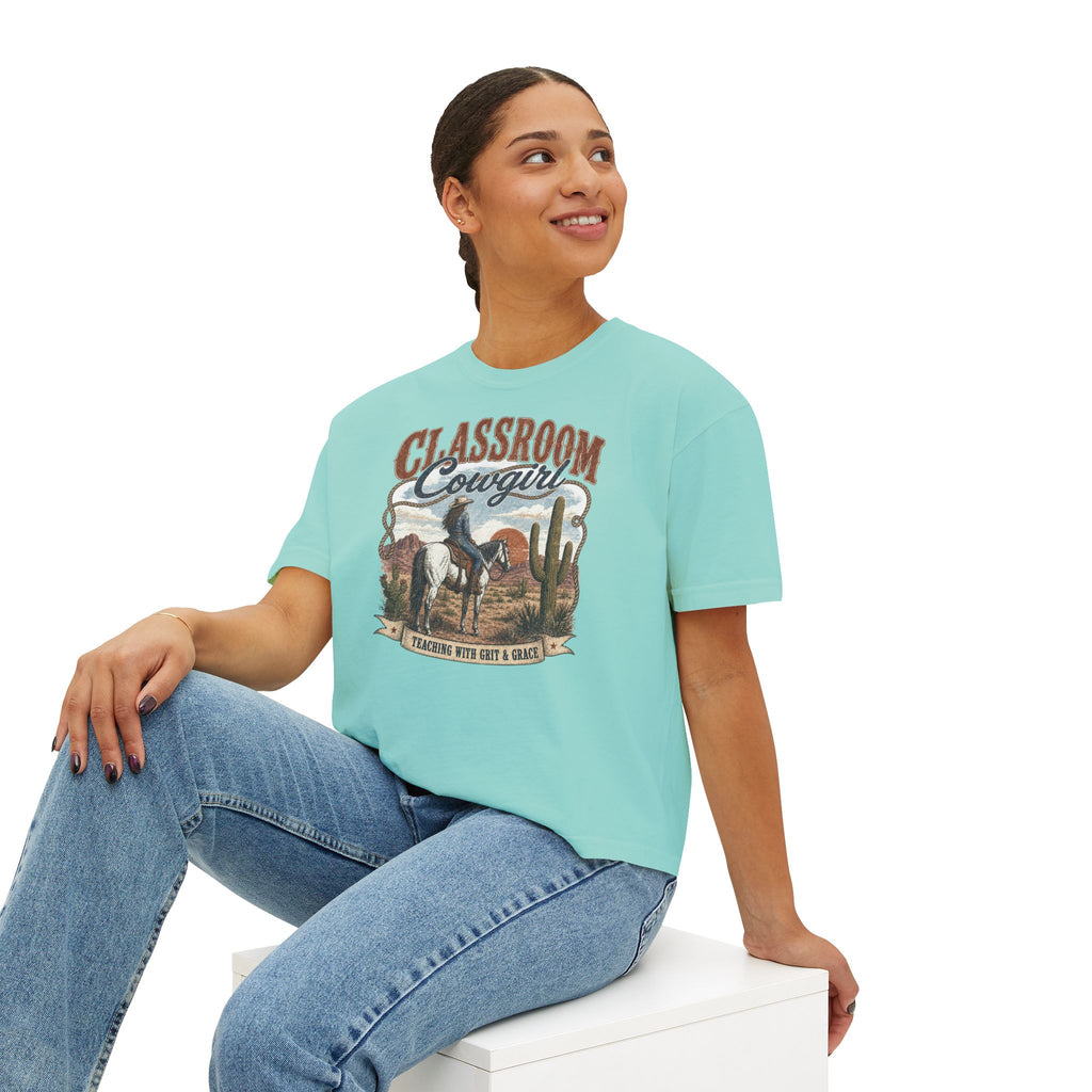 Classroom Cowgirl Tee — 'Teaching With Grit & Grace' Western Teacher Shirt