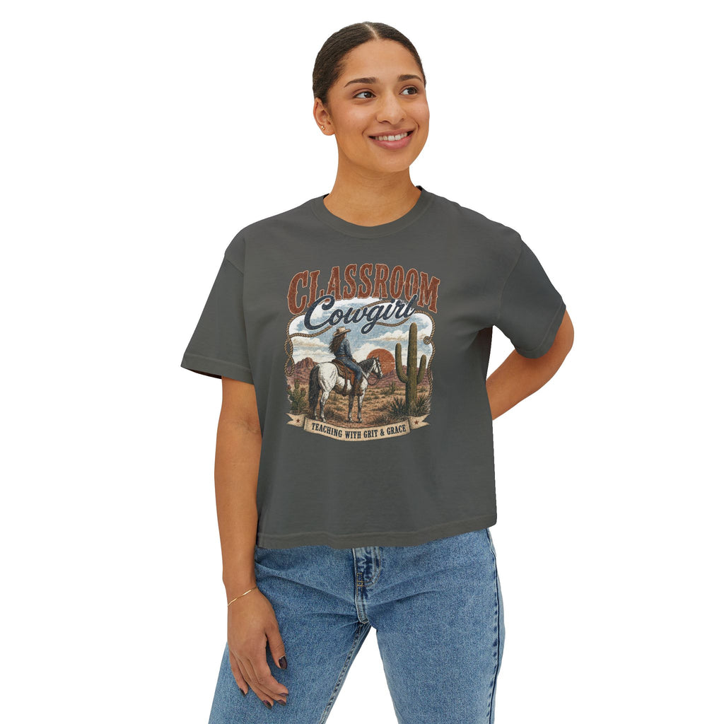 Classroom Cowgirl Tee — 'Teaching With Grit & Grace' Western Teacher Shirt