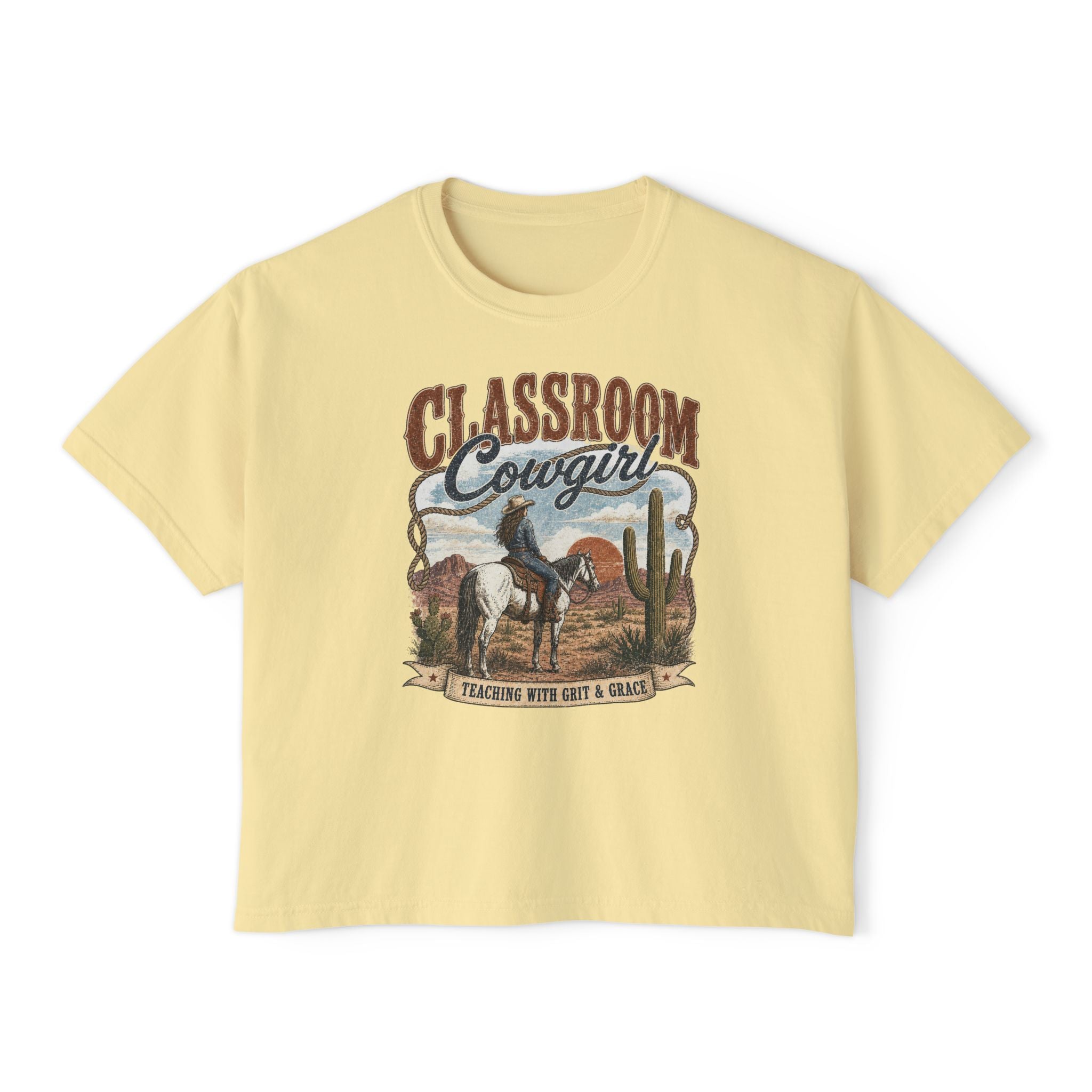 Classroom Cowgirl Tee — 'Teaching With Grit & Grace' Western Teacher Shirt