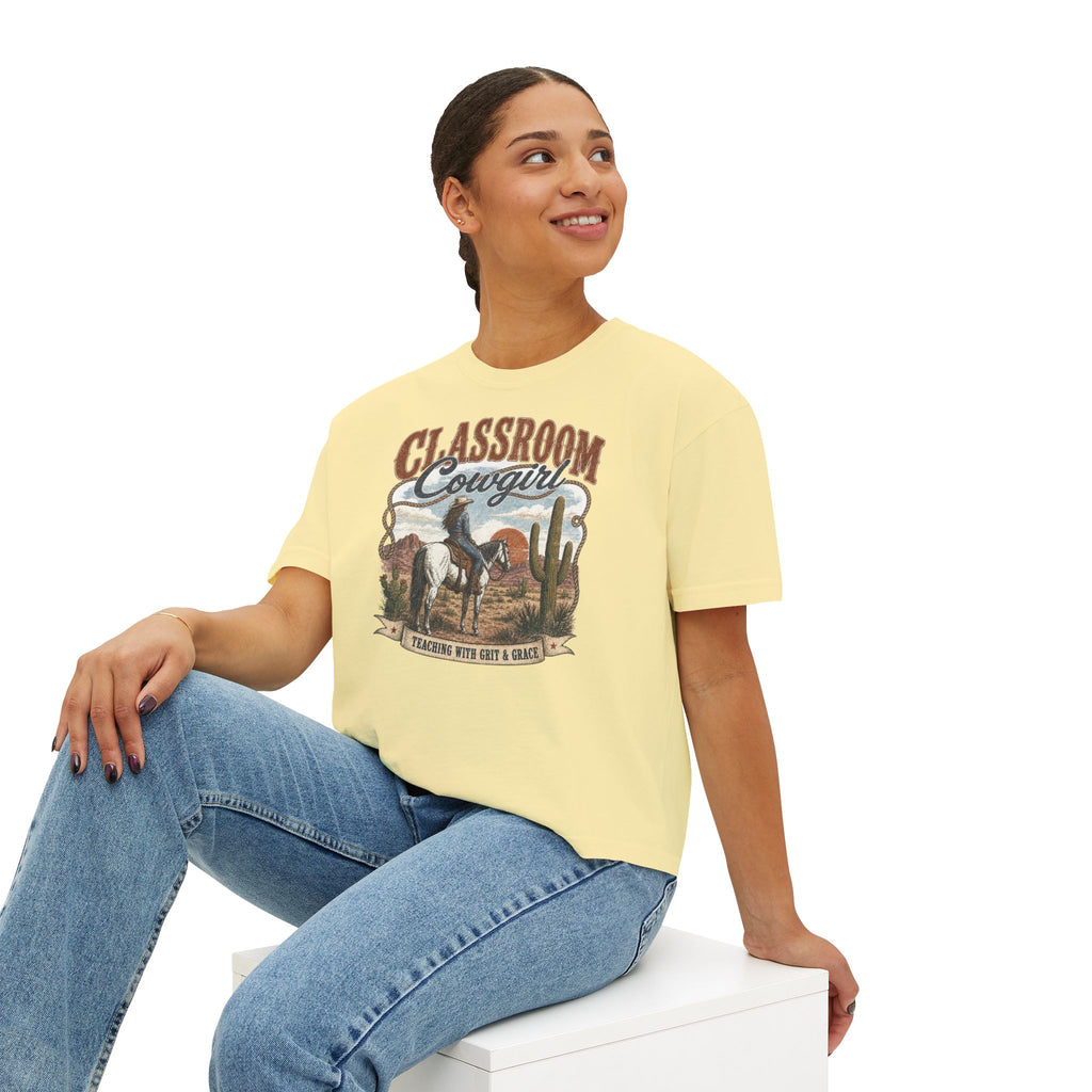 Classroom Cowgirl Tee — 'Teaching With Grit & Grace' Western Teacher Shirt