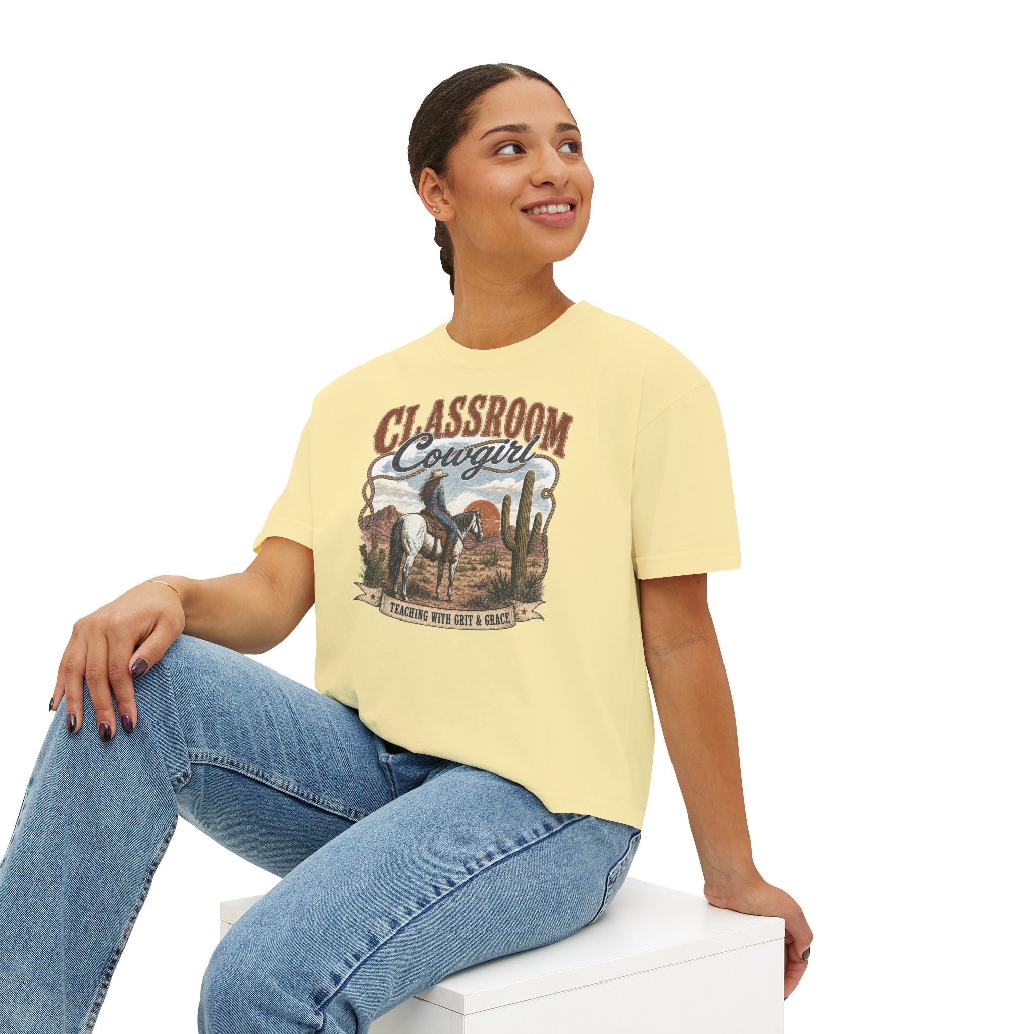 Classroom Cowgirl Tee — 'Teaching With Grit & Grace' Western Teacher Shirt