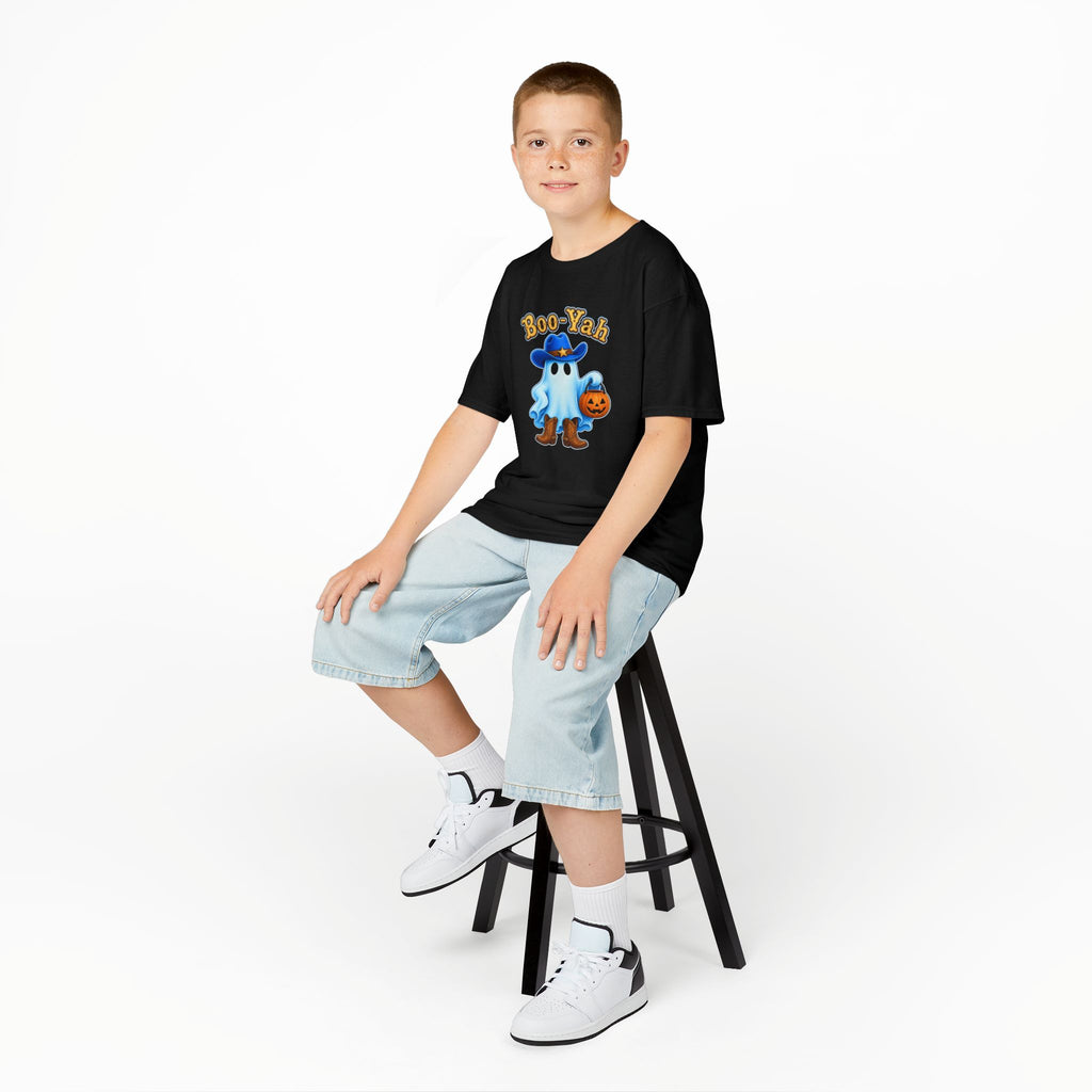 Kids Tee — 'Boo-Yah' Cute Cowboy Ghost Halloween T-Shirt