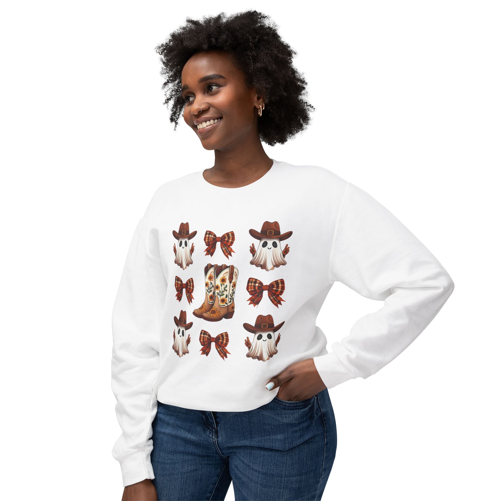 Cowboy Ghosts & Boot Pattern Crewneck Sweatshirt