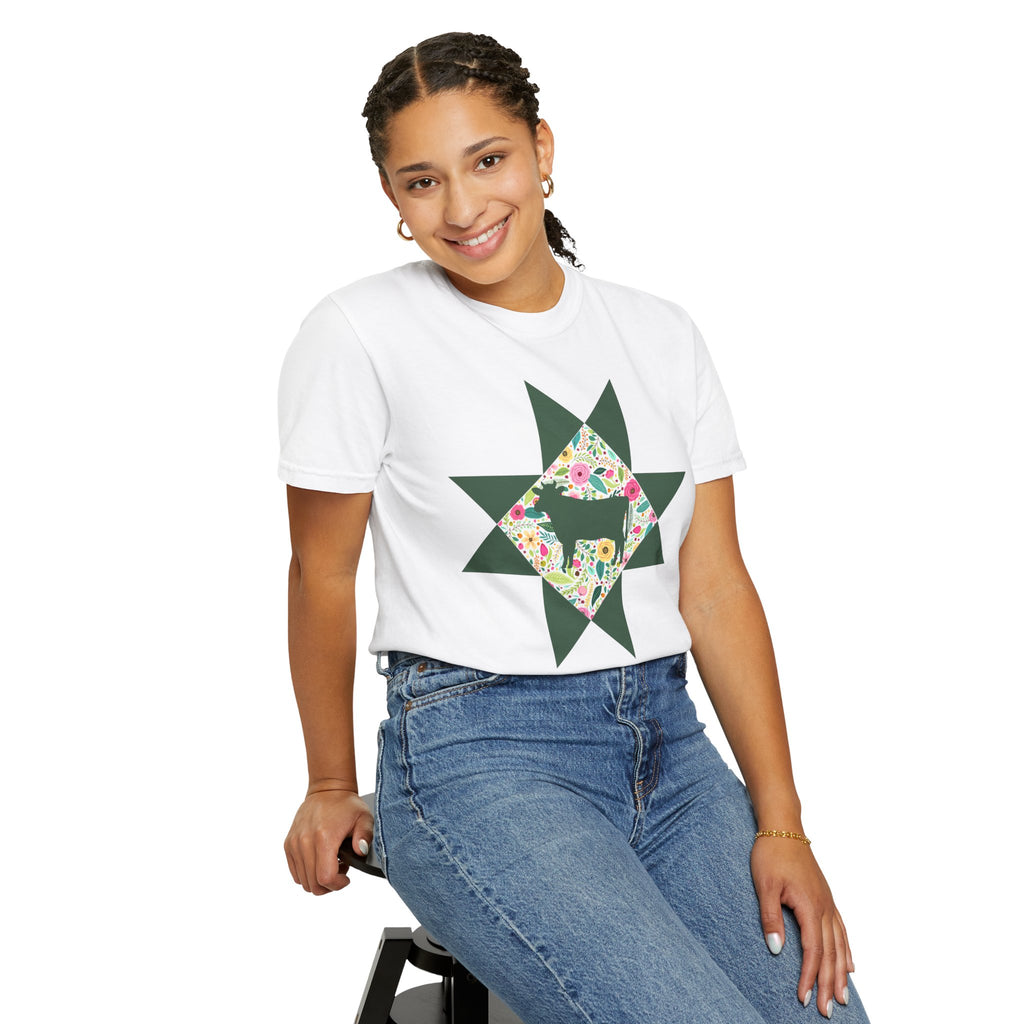 Floral Cow Star T-Shirt