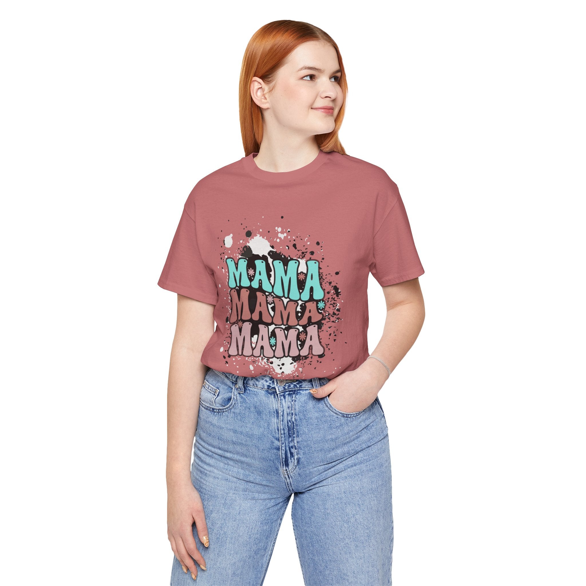 Mama Cowhide Western Retro Stack T-Shirt — Vintage Color Block "MAMA" Graphic