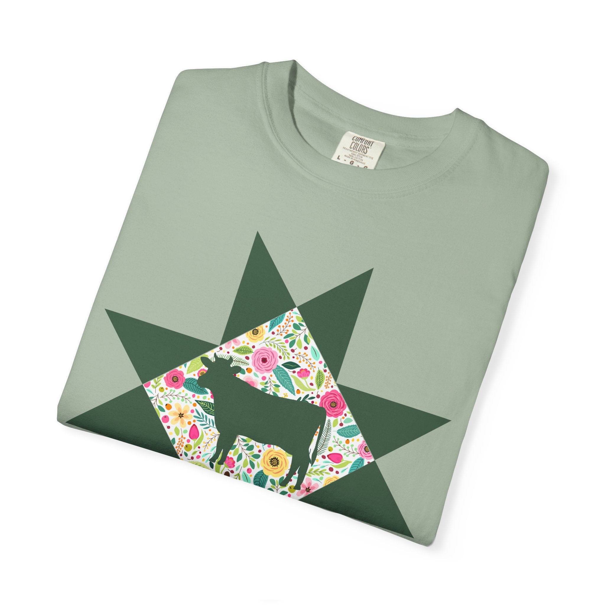 Floral Cow Star T-Shirt