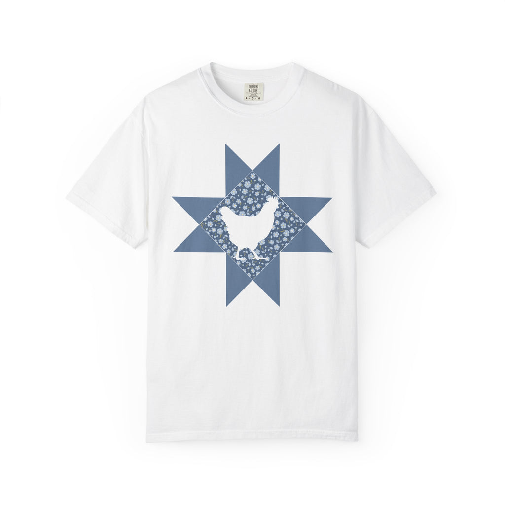 Chicken Quilt Star T‑Shirt — Farmhouse Hen Graphic Tee