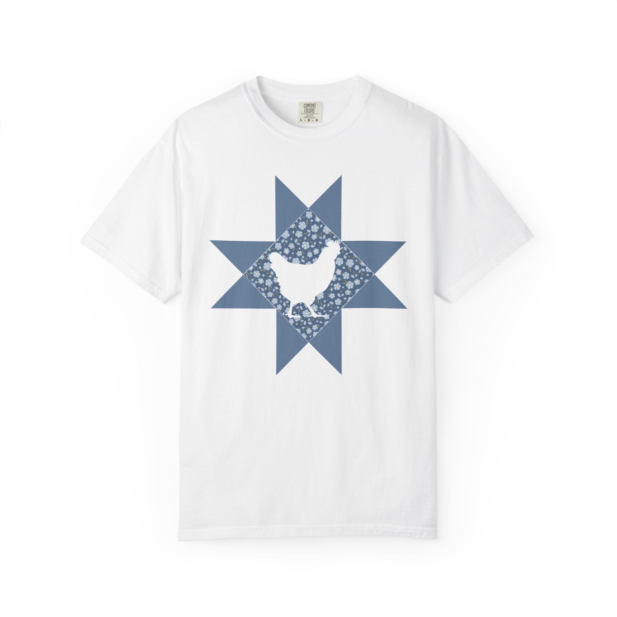 Chicken Quilt Star T‑Shirt — Farmhouse Hen Graphic Tee