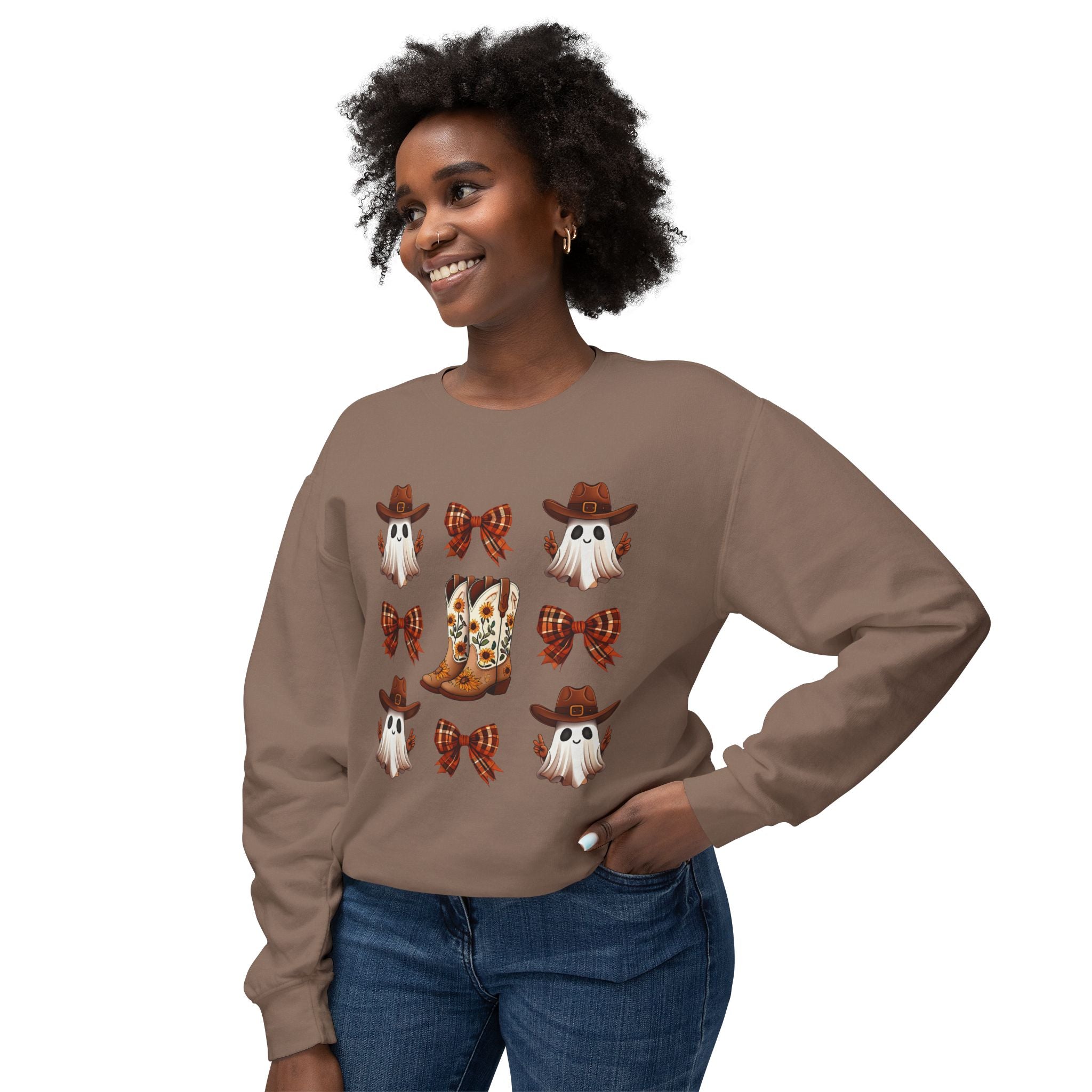 Cowboy Ghosts & Boot Pattern Crewneck Sweatshirt