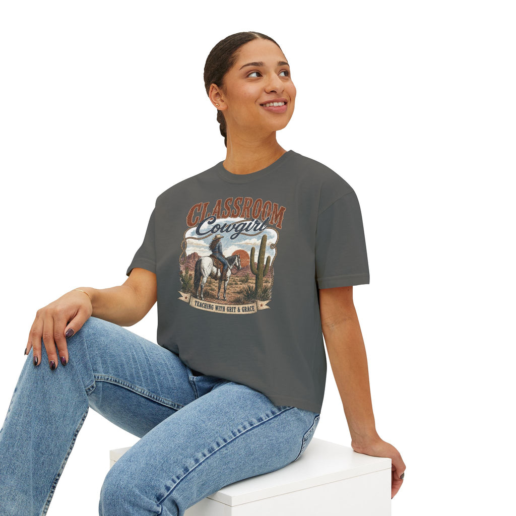 Classroom Cowgirl Tee — 'Teaching With Grit & Grace' Western Teacher Shirt