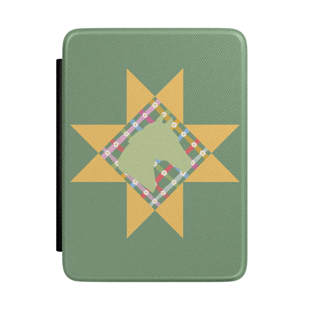 Quilt Star Horse Kindle Case — Patchwork Heart Design, Protective E-Reader Cover