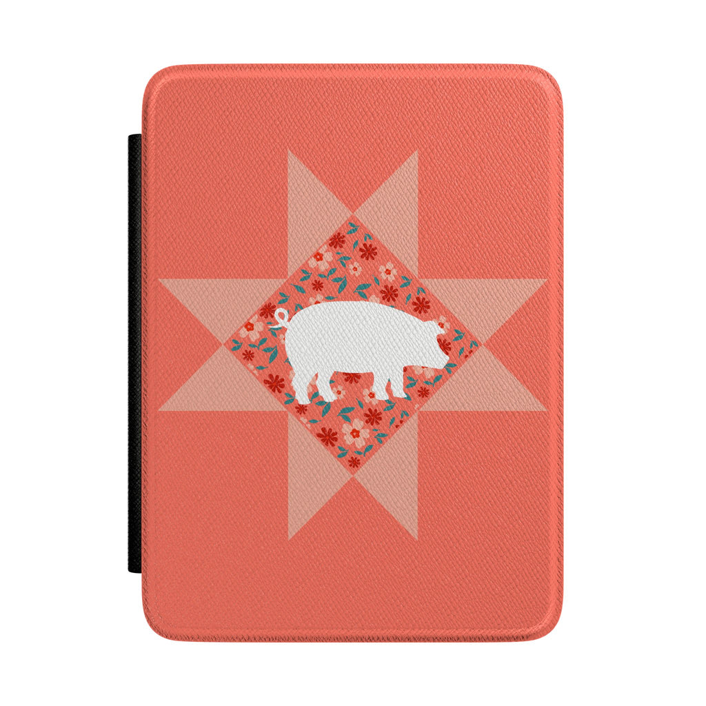 Coral Floral Pig Kindle Case — Quilted Star E-Reader Cover