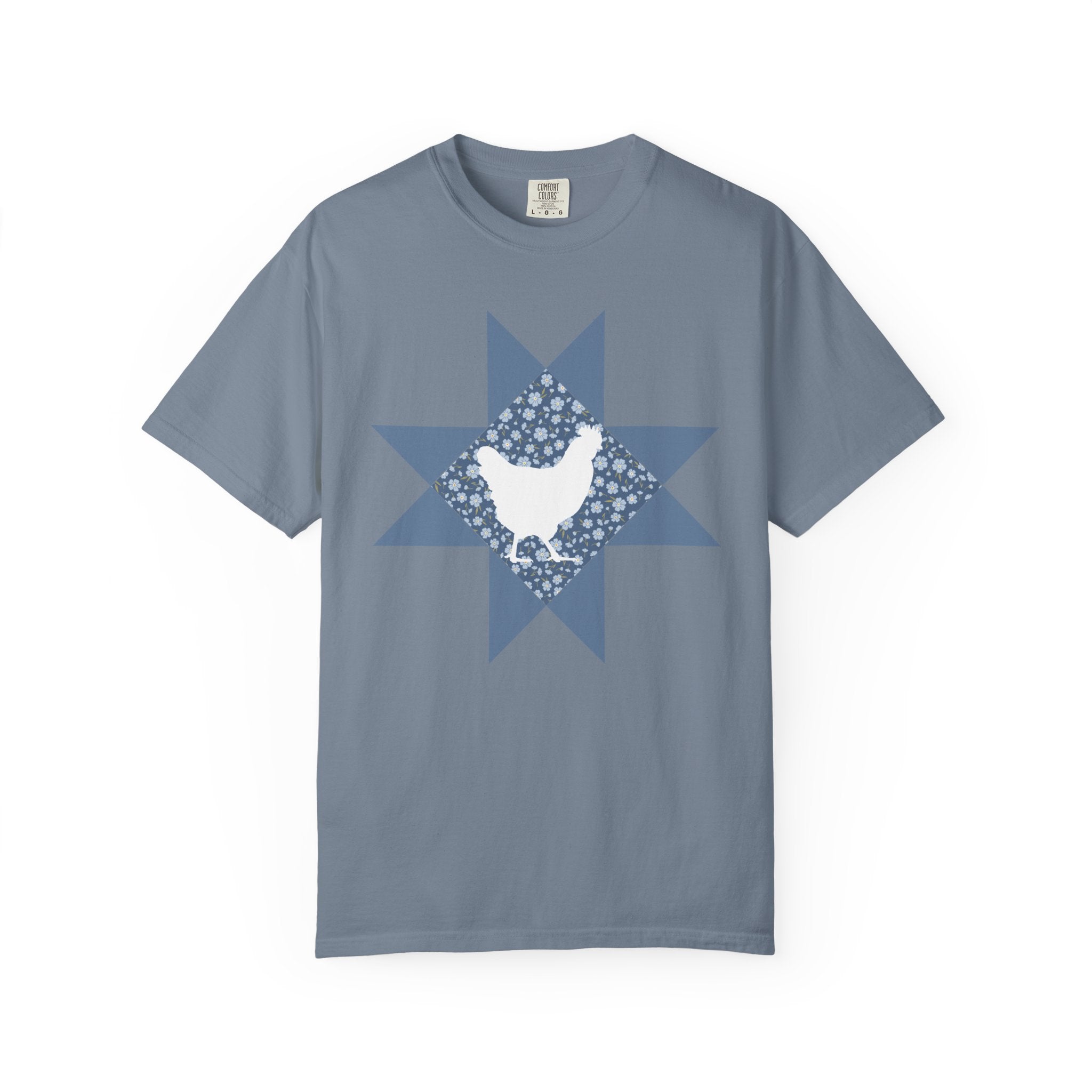 Chicken Quilt Star T‑Shirt — Farmhouse Hen Graphic Tee