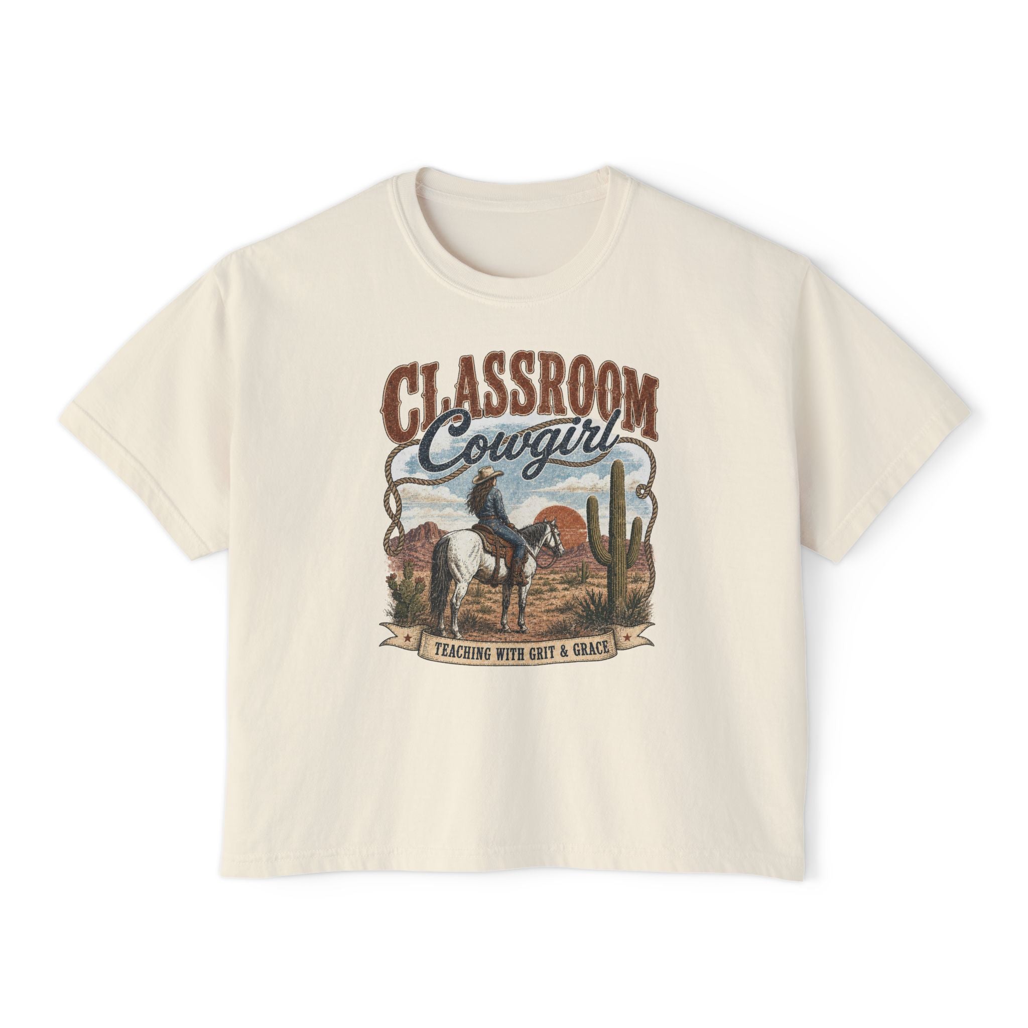 Classroom Cowgirl Tee — 'Teaching With Grit & Grace' Western Teacher Shirt