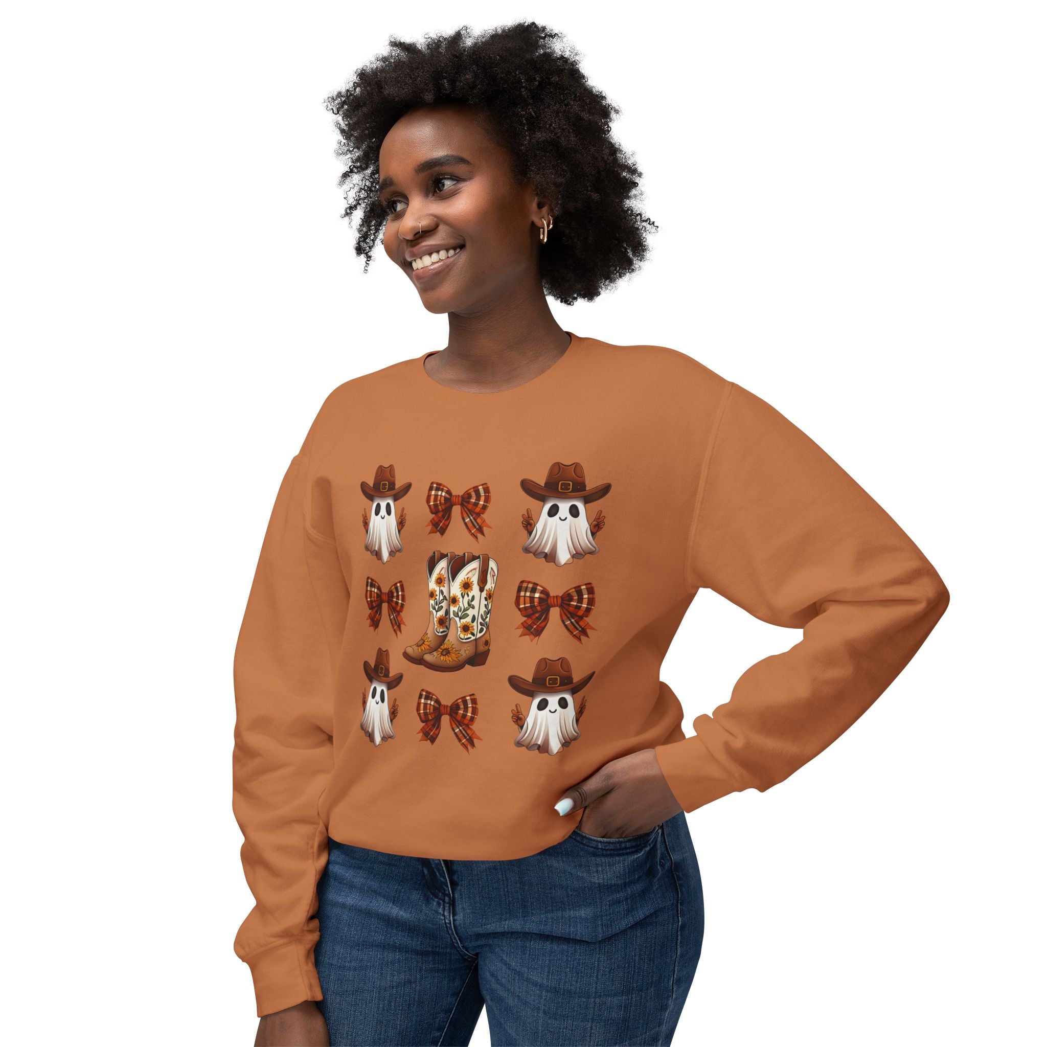 Cowboy Ghosts & Boot Pattern Crewneck Sweatshirt