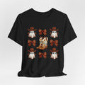 Cowgirl Fall Halloween Tee — Ghosts, Cowboy Boots & Plaid Bows Graphic T-Shirt