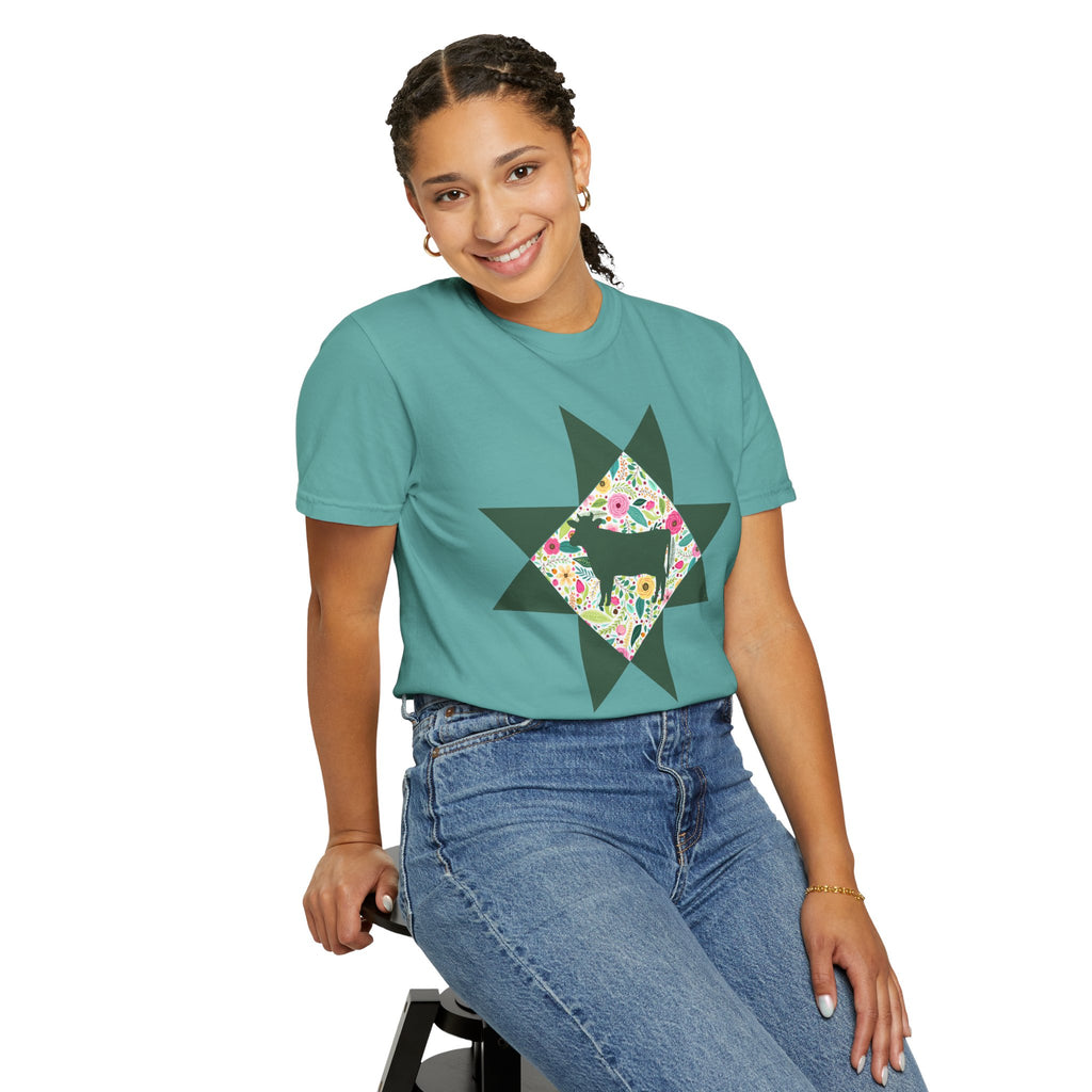 Floral Cow Star T-Shirt