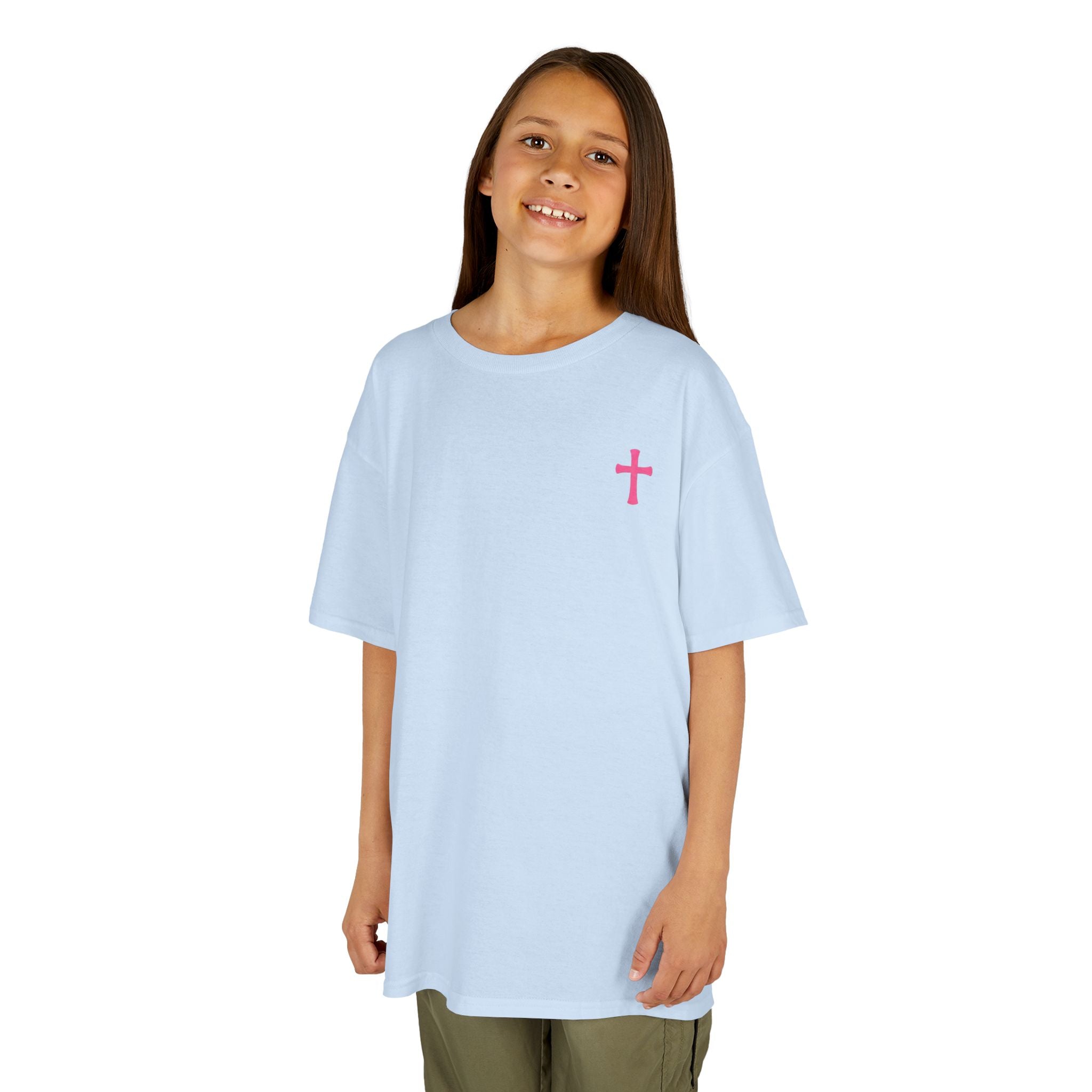 Kids Girl T‑Shirt — "God Is Good All The Time" Colorful Cross Christian Tee