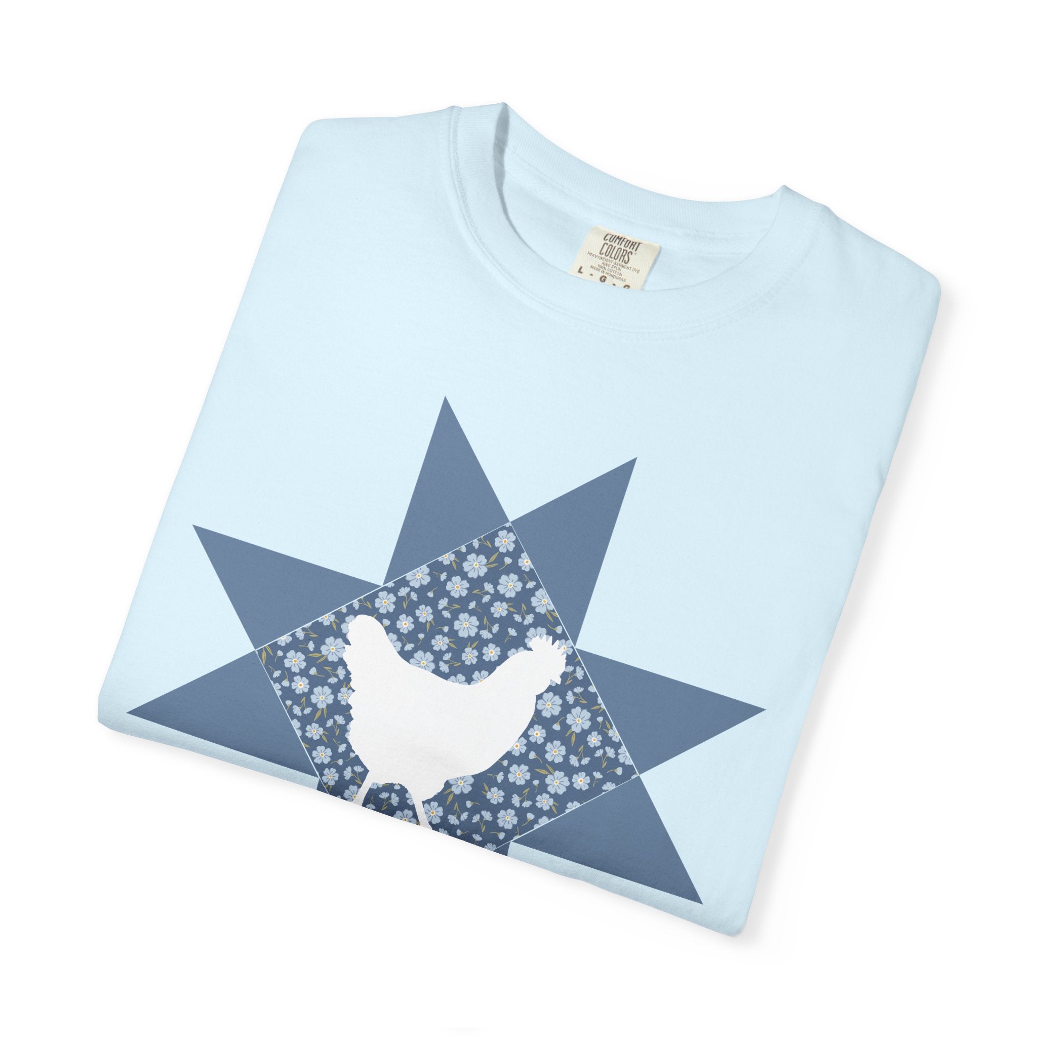 Chicken Quilt Star T‑Shirt — Farmhouse Hen Graphic Tee