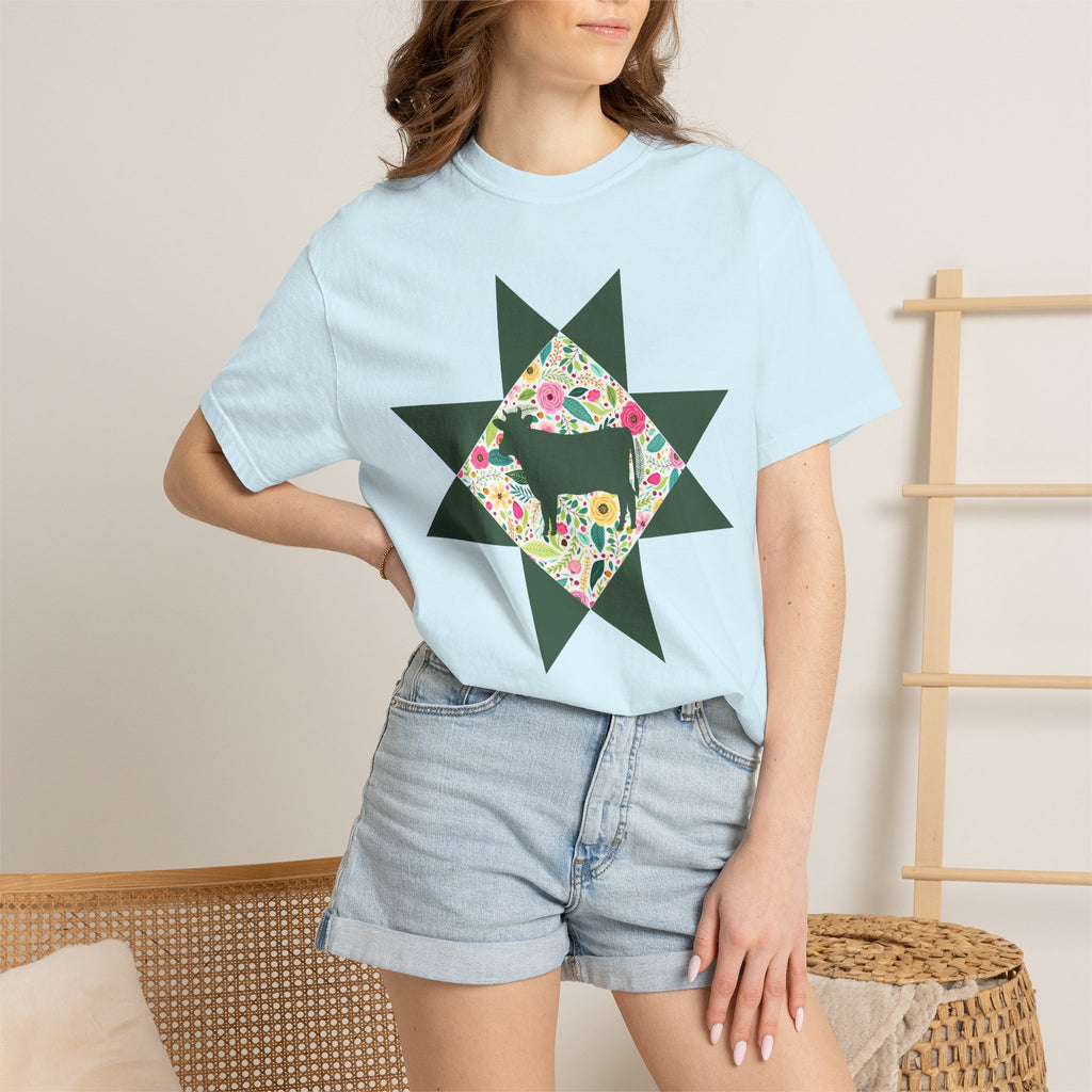 Floral Cow Star T-Shirt
