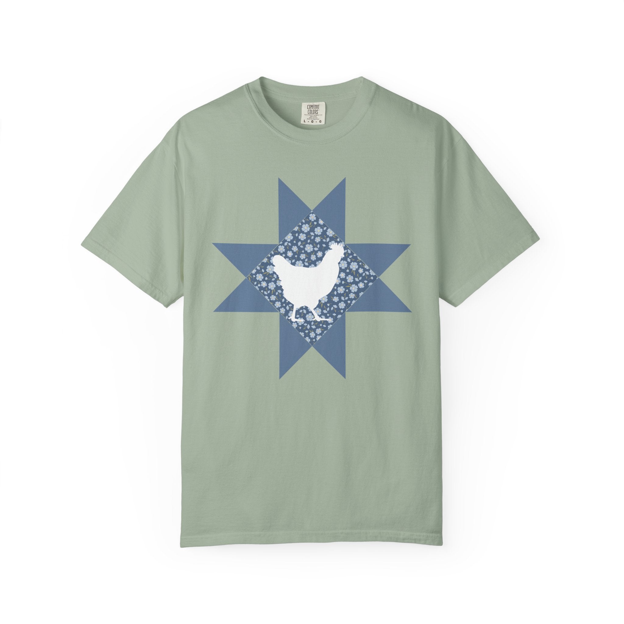 Chicken Quilt Star T‑Shirt — Farmhouse Hen Graphic Tee