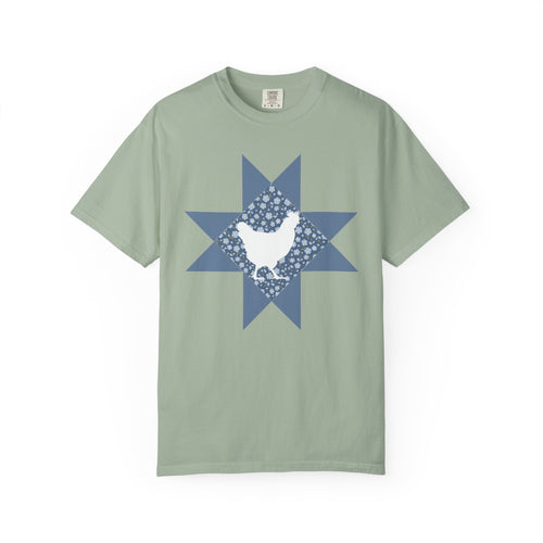 Chicken Quilt Star T‑Shirt — Farmhouse Hen Graphic Tee