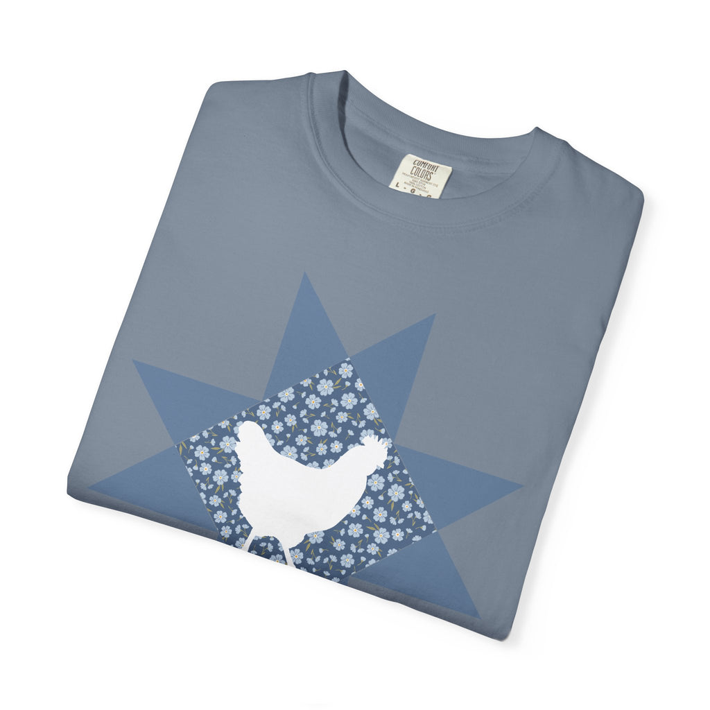 Chicken Quilt Star T‑Shirt — Farmhouse Hen Graphic Tee