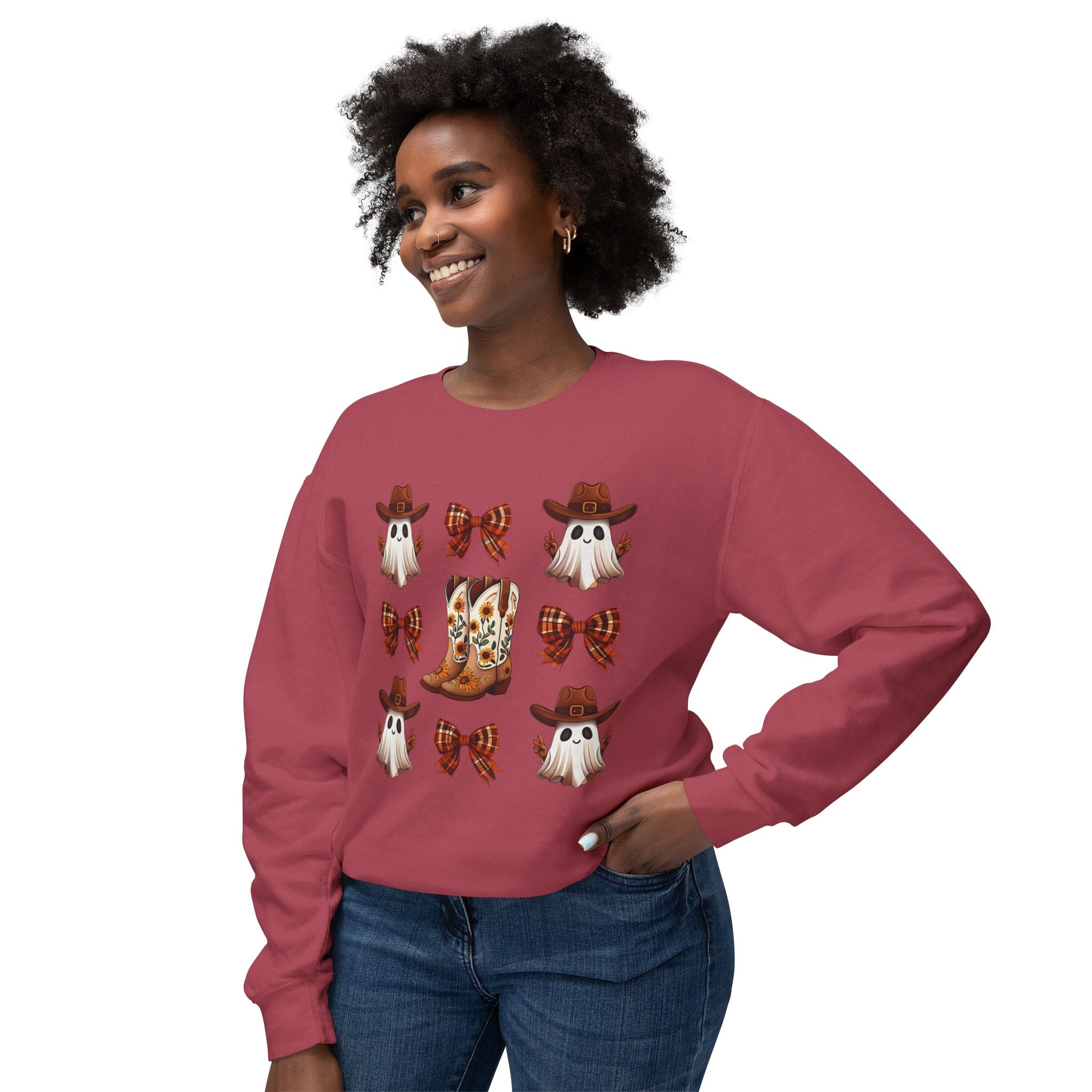 Cowboy Ghosts & Boot Pattern Crewneck Sweatshirt