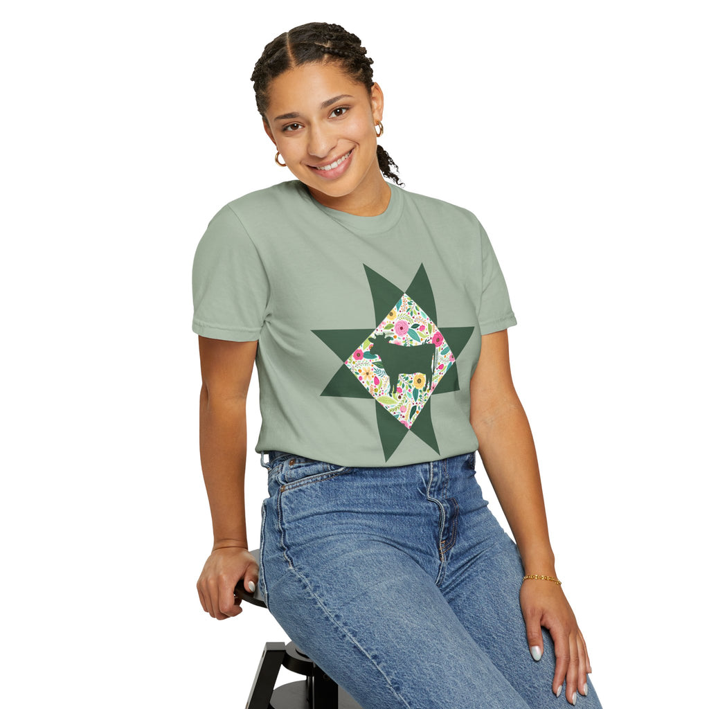 Floral Cow Star T-Shirt