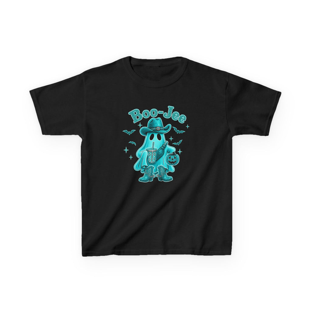 Kids Tee — "Boo-Jee" Cute Turquoise Teal Bling Ghost Trick-or-Treat Halloween Shirt