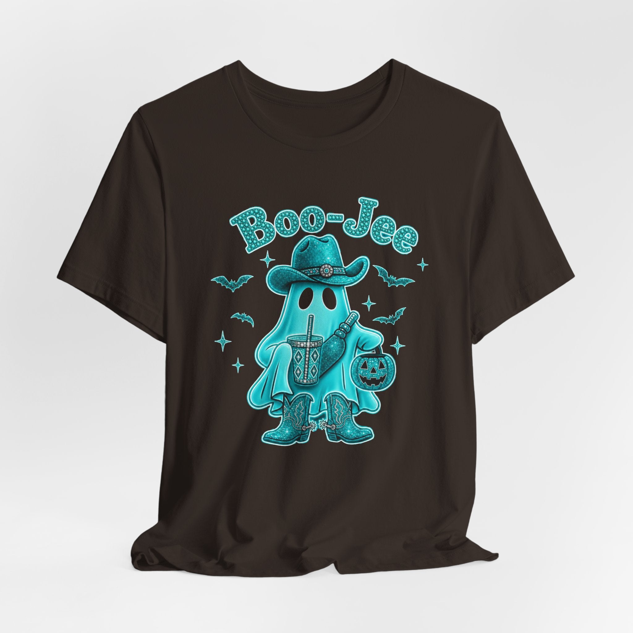Boo-Jee Turquoise Cowboy Ghost Tee — Cute Halloween Trick-or-Treat T‑Shirt