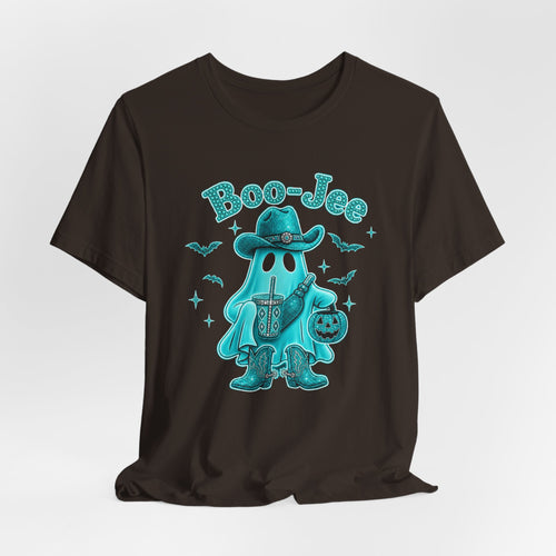 Boo-Jee Turquoise Cowboy Ghost Tee — Cute Halloween Trick-or-Treat T‑Shirt