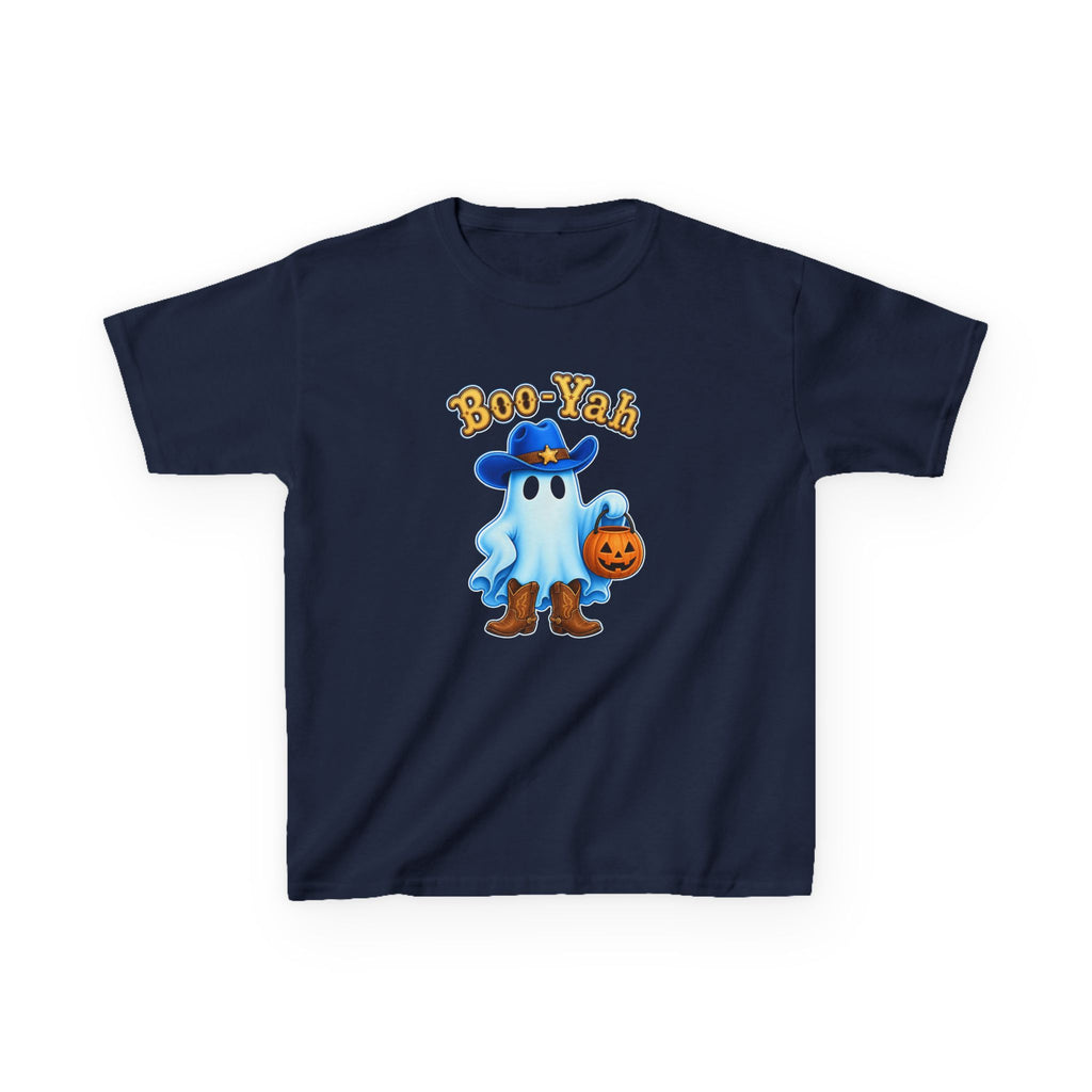 Kids Tee — 'Boo-Yah' Cute Cowboy Ghost Halloween T-Shirt