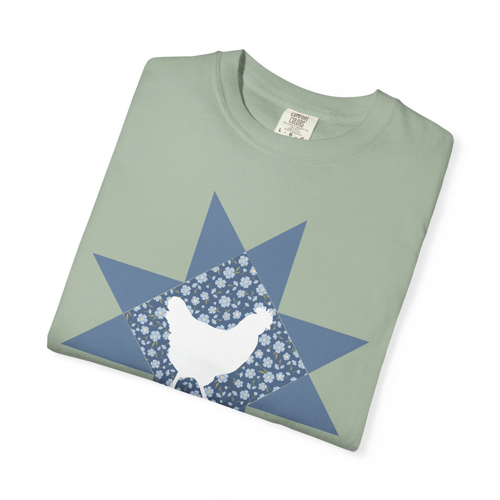 Chicken Quilt Star T‑Shirt — Farmhouse Hen Graphic Tee