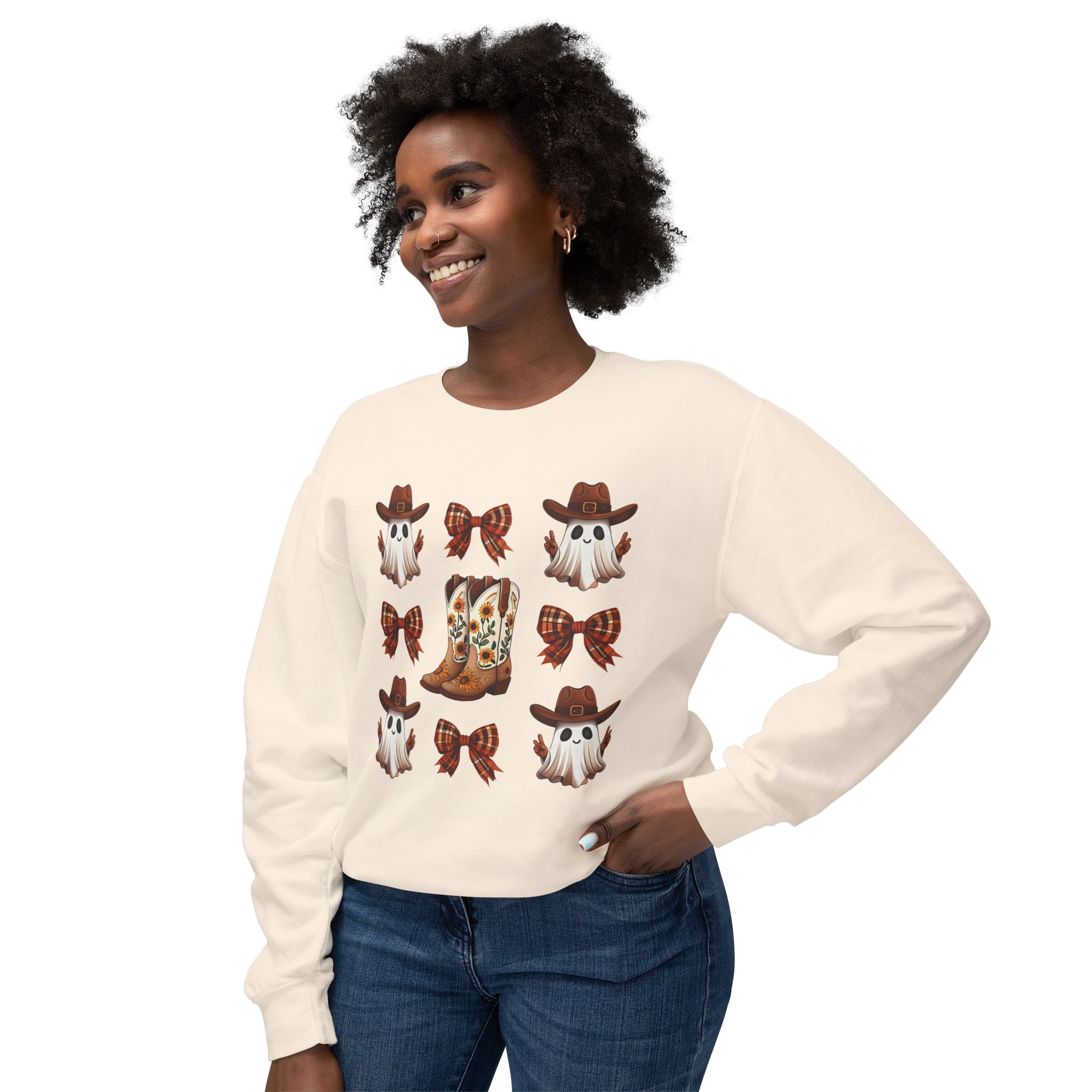 Cowboy Ghosts & Boot Pattern Crewneck Sweatshirt
