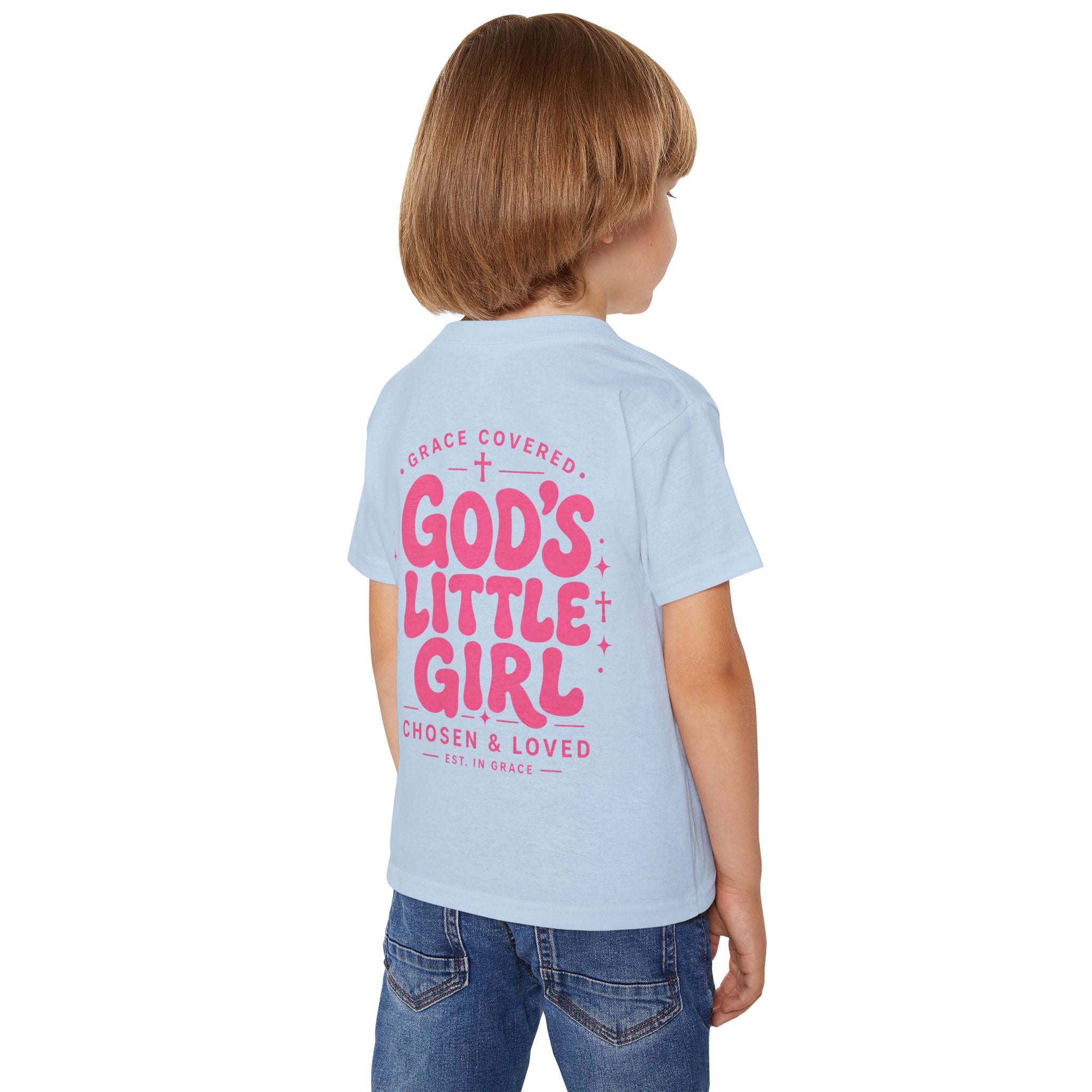God's Little Girl Toddler T-Shirt — Pink Cross Christian Kids Tee