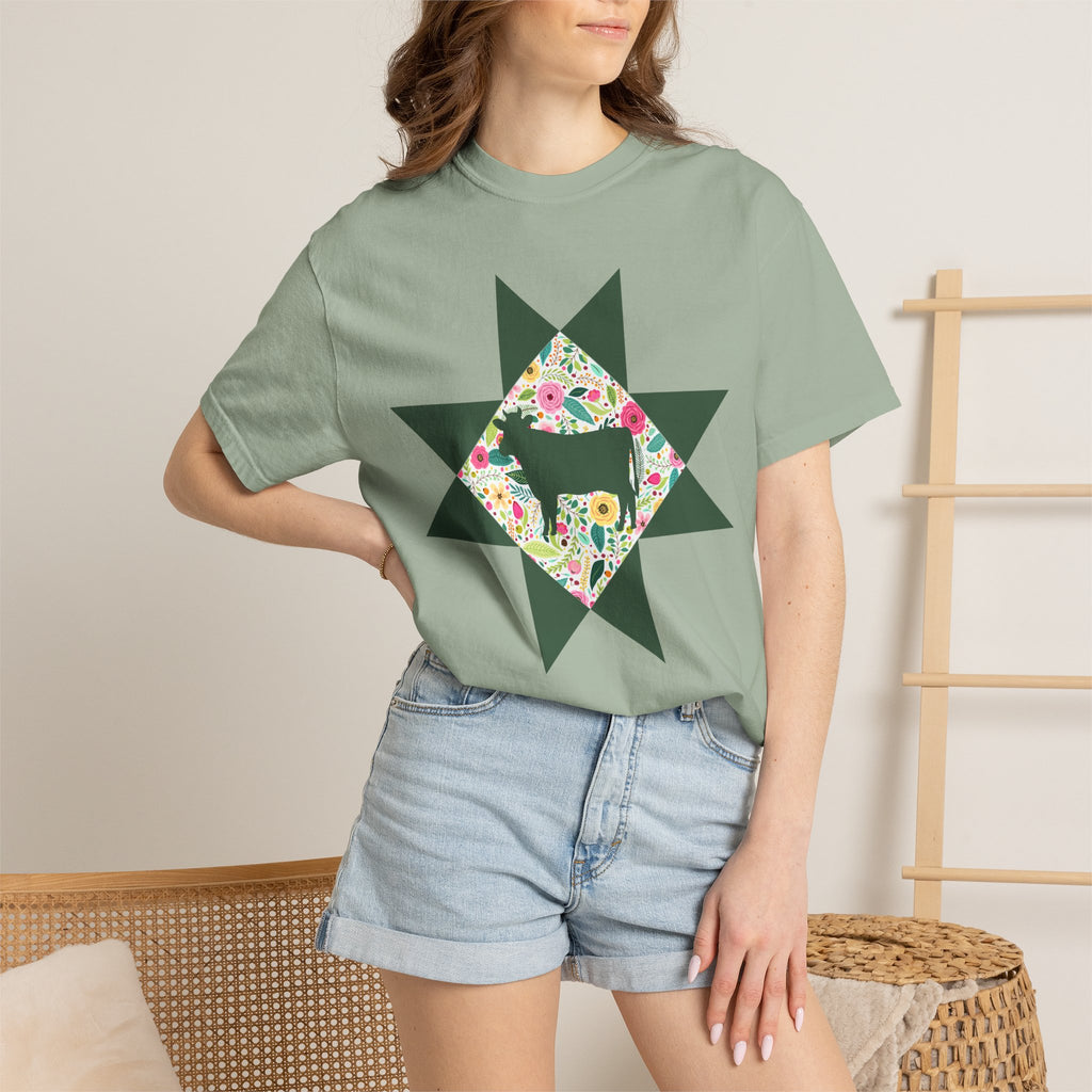 Floral Cow Star T-Shirt